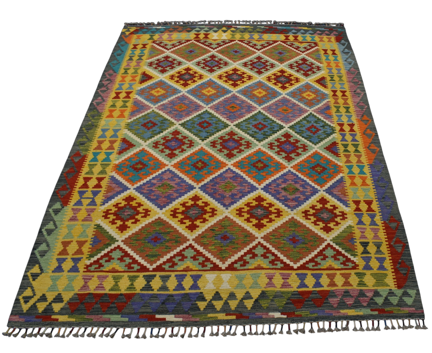 Kilim Antik El Dokuma Kemaliye Horasan Türkmenleri Yün Salon Kilimi 0441 - Yeni - Çok Renkli