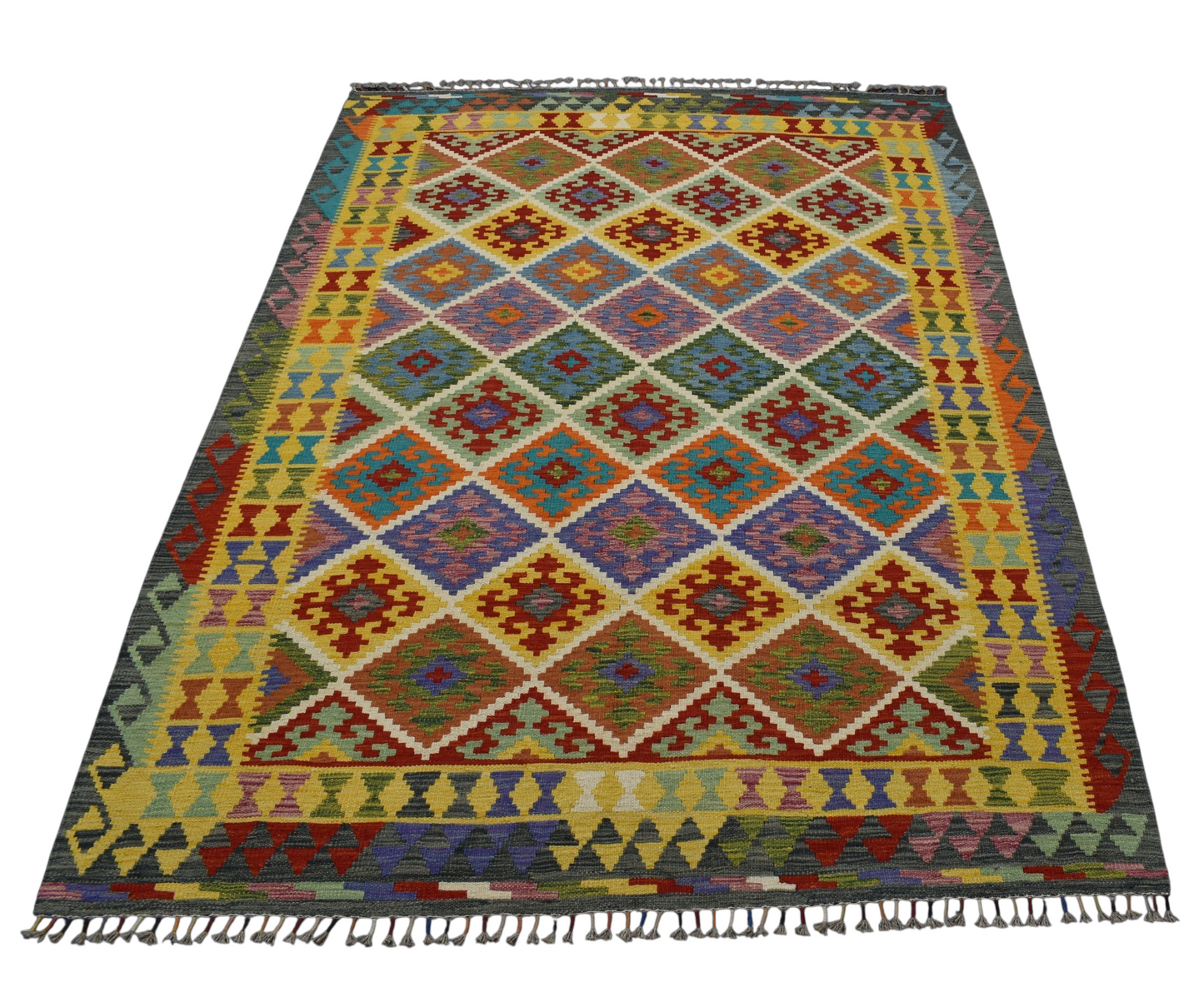 Kilim Antik El Dokuma Kemaliye Horasan Türkmenleri Yün Salon Kilimi 0441 - Yeni - Çok Renkli