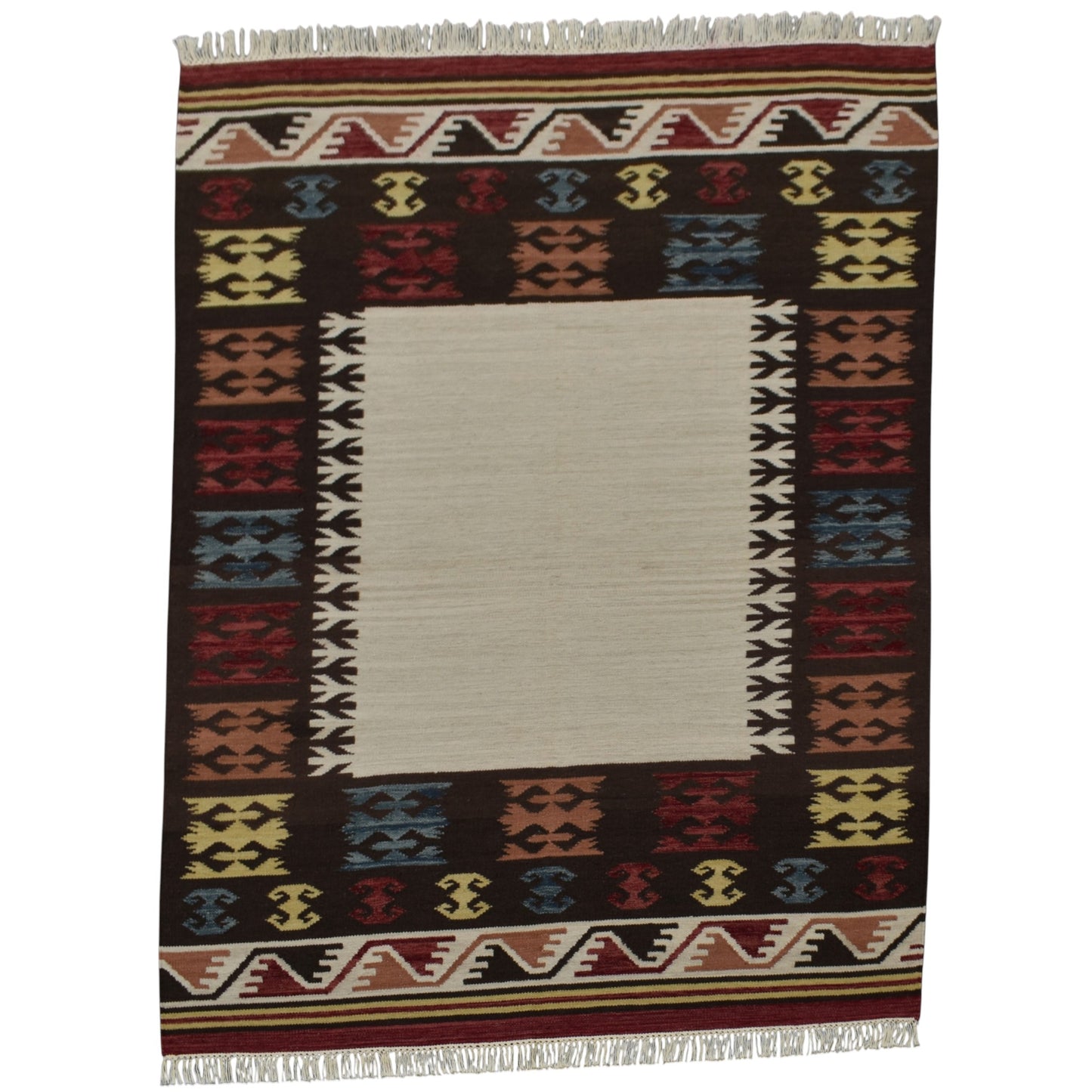 Kilim Antik El Dokuma Okyanus Dalgalı Döşemealtı Yün Kilim 0443 - Yeni - Çok Renkli