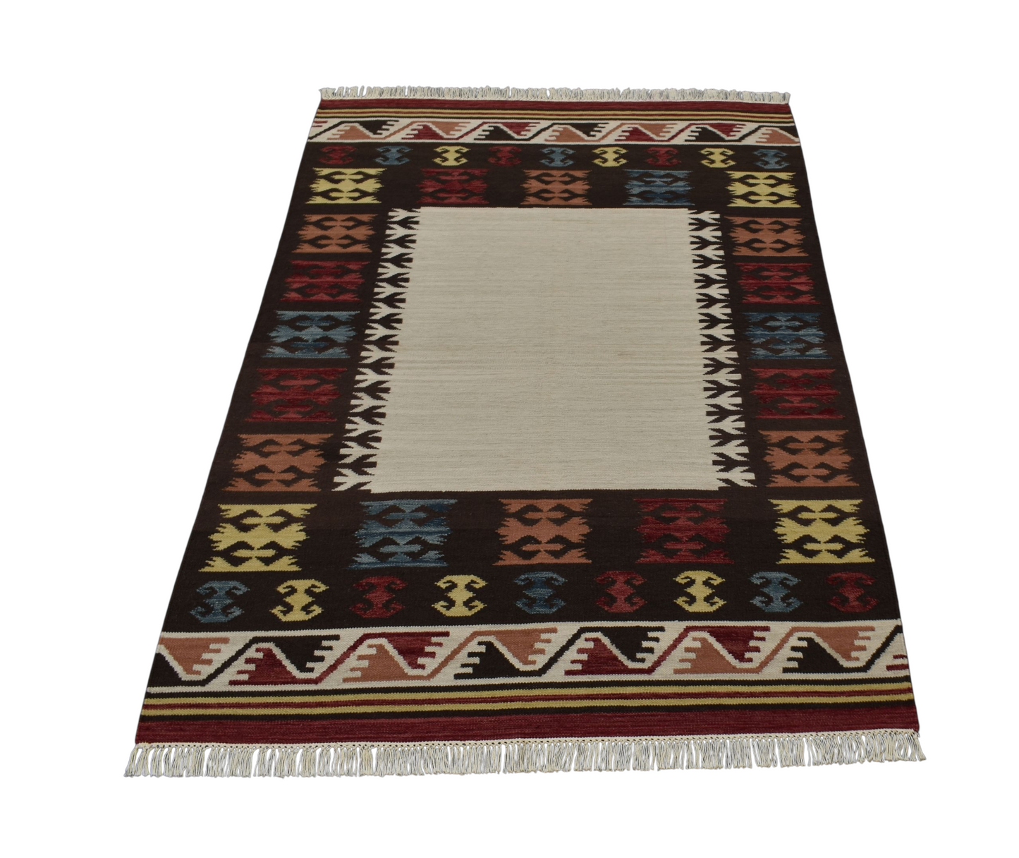 Kilim Antik El Dokuma Okyanus Dalgalı Döşemealtı Yün Kilim 0443 - Yeni - Çok Renkli