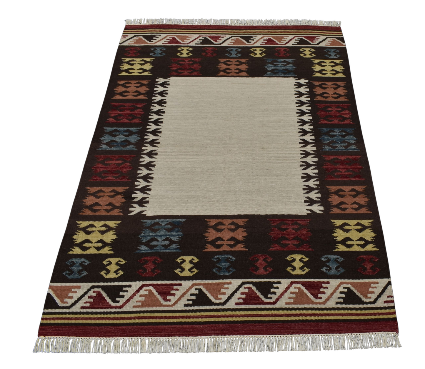 Kilim Antik El Dokuma Okyanus Dalgalı Döşemealtı Yün Kilim 0443 - Yeni - Çok Renkli