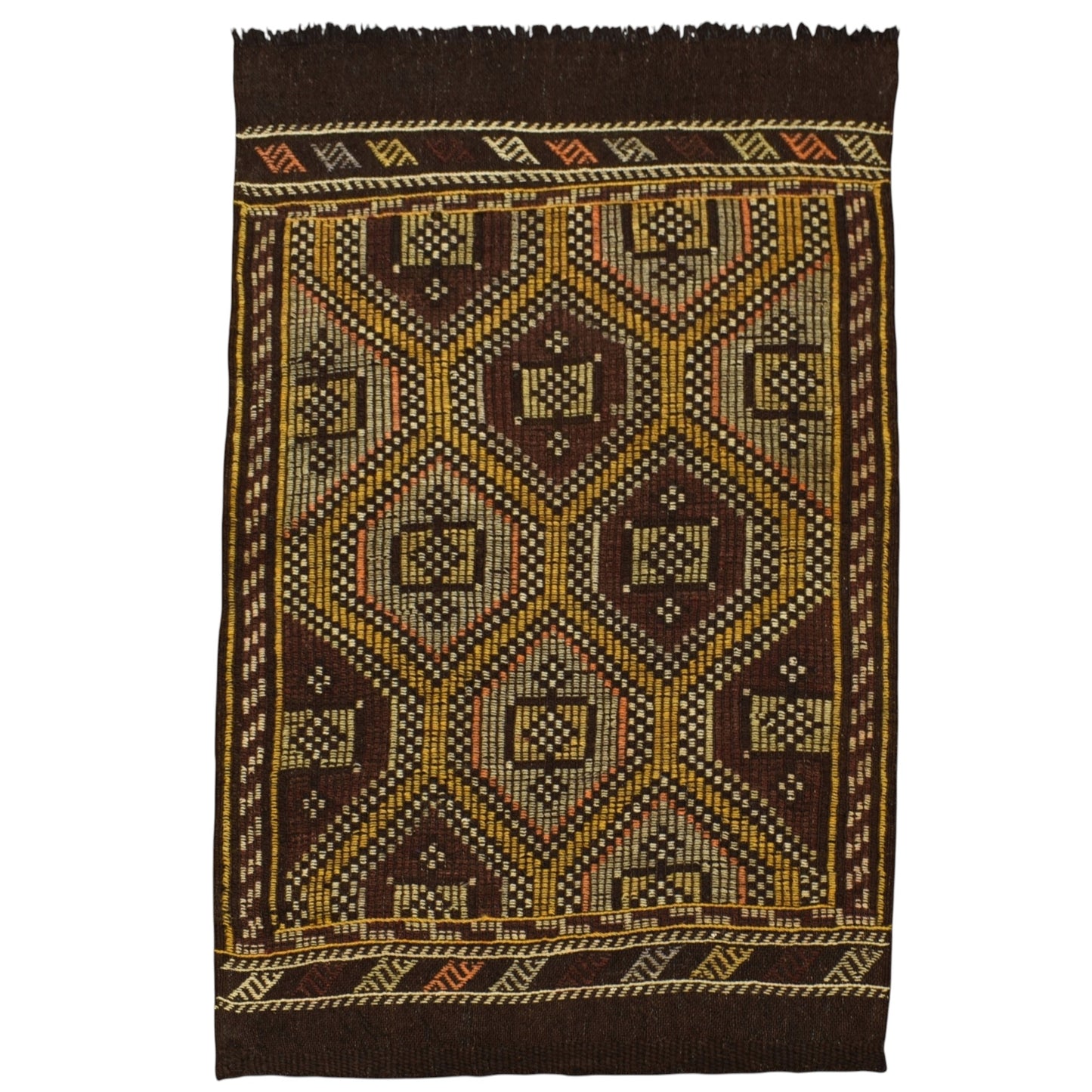Kilim Antik El Dokuması Karapınar Yörük Yün Cecim Kilim 0444 - Yeni - Çok Renkli