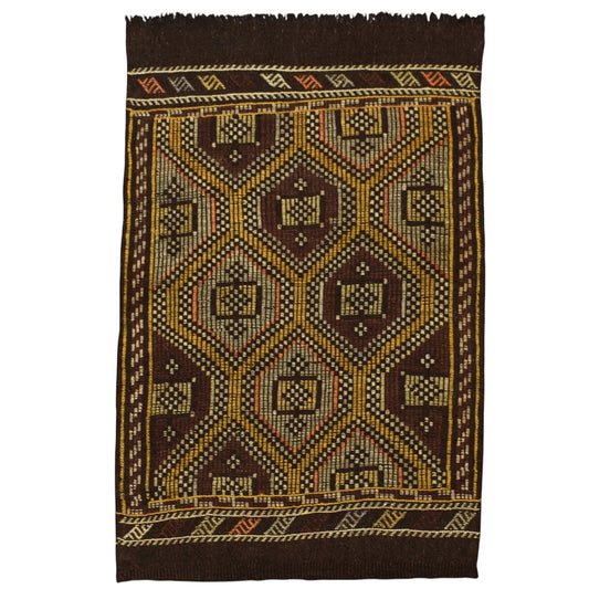 Kilim Antik El Dokuması Karapınar Yörük Yün Cecim Kilim 0444 - Yeni - Çok Renkli
