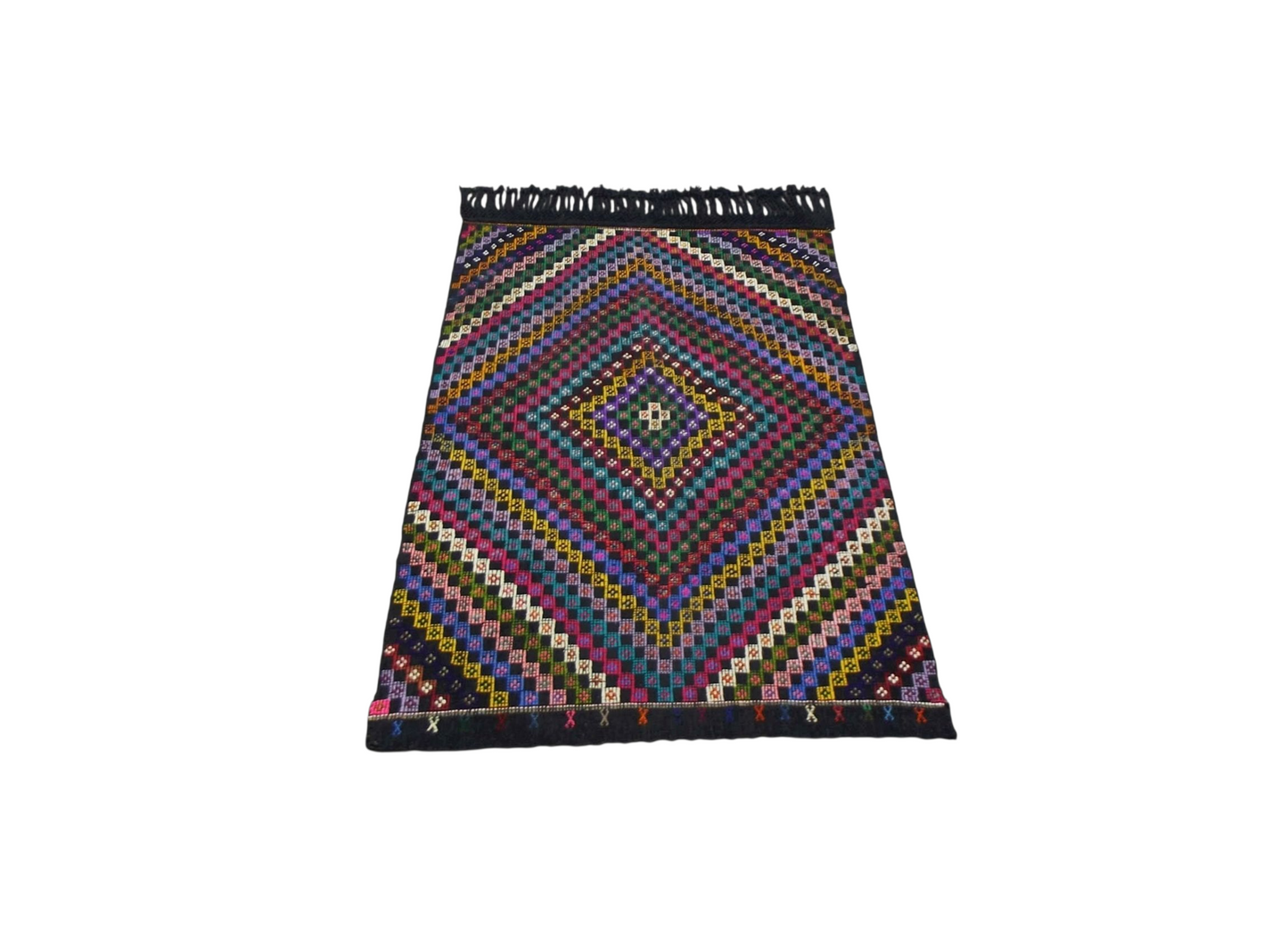 Kilim Antik El Dokuma Karapınar Yörük Pamuklu Kilim 0450 - Yeni - Çok Renkli