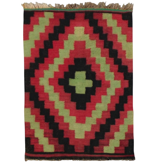 Kilim Antik El Dokuma İran Şiraz Yün Kilim 0451 - Yeni - Çok Renkli