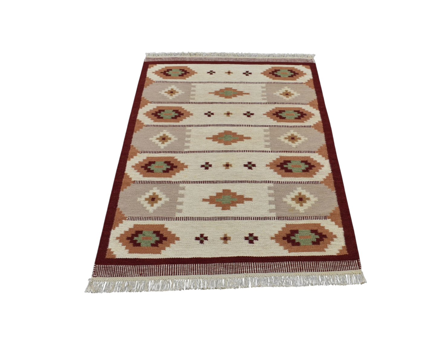 Kilim Antik El Dokuma Geometrik Yün Kilim 0464 - Yeni - Çok Renkli