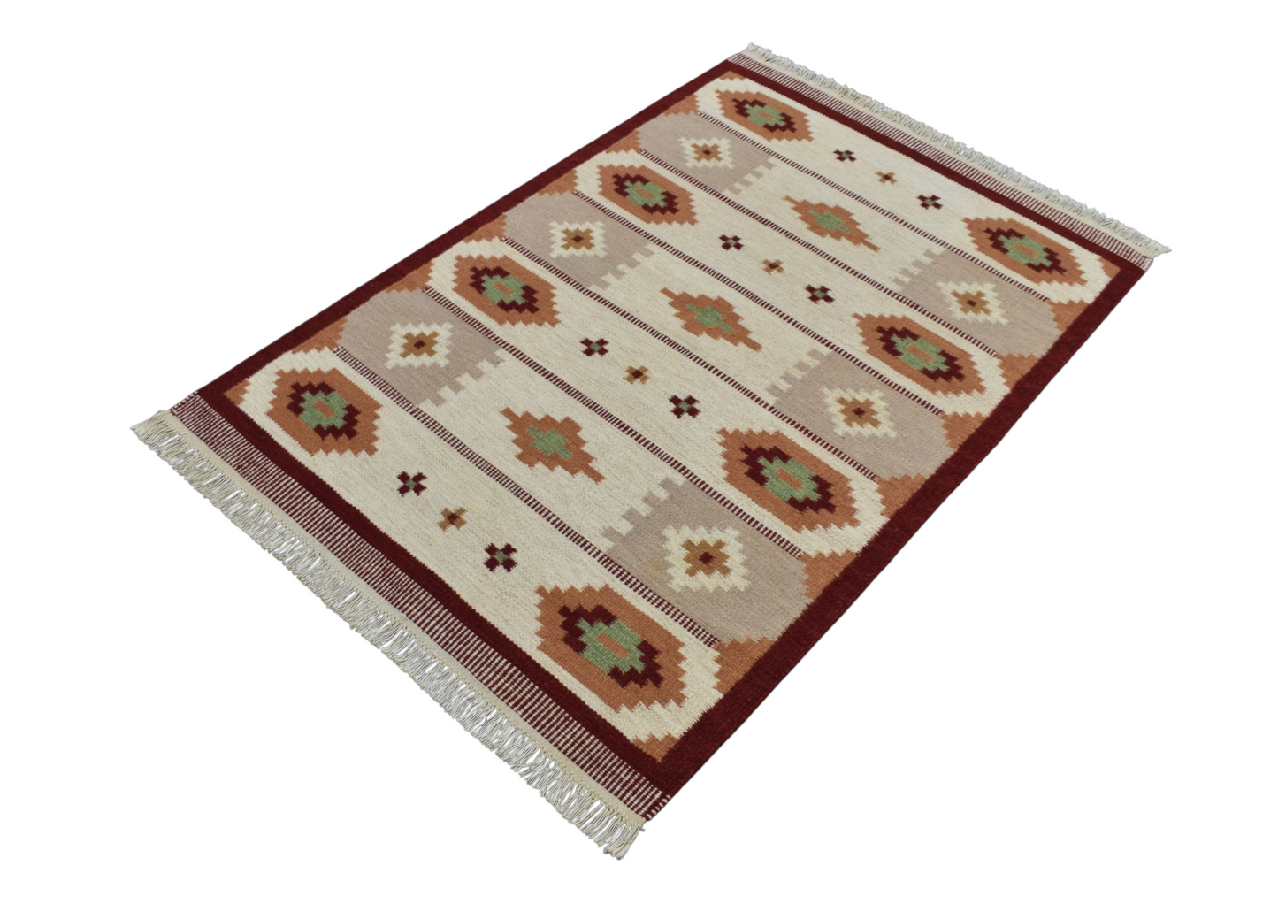 Kilim Antik El Dokuma Geometrik Yün Kilim 0464 - Yeni - Çok Renkli