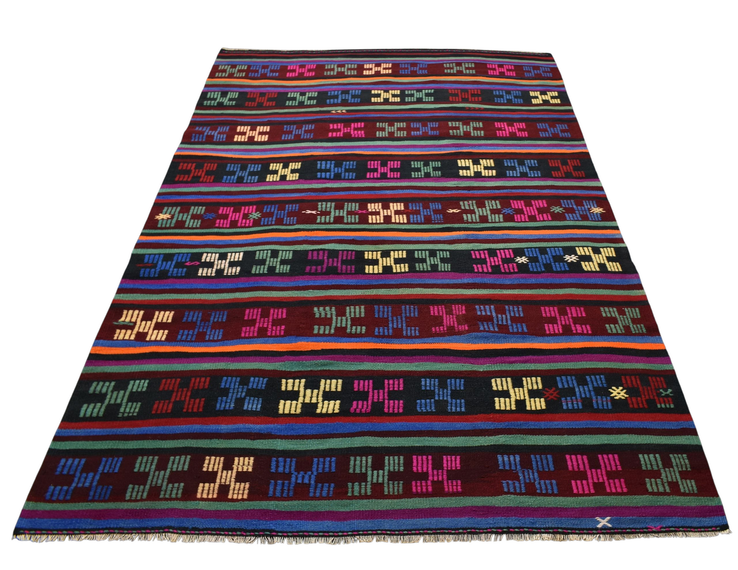 Kilim Antik El Dokuma Karakeçili Yörük Yün Kilim 0469 - Yeni - Çok Renkli