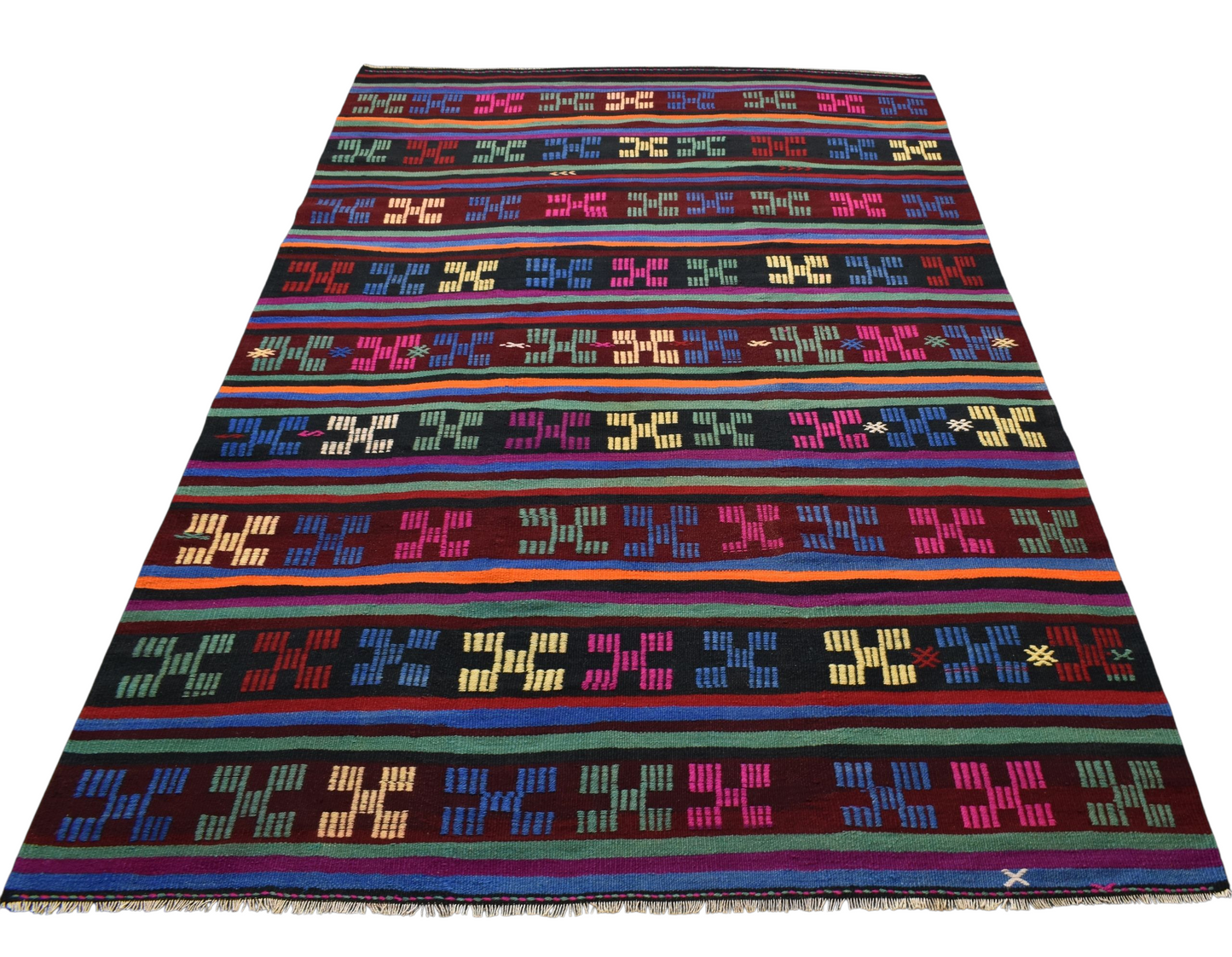 Kilim Antik El Dokuma Karakeçili Yörük Yün Kilim 0469 - Yeni - Çok Renkli