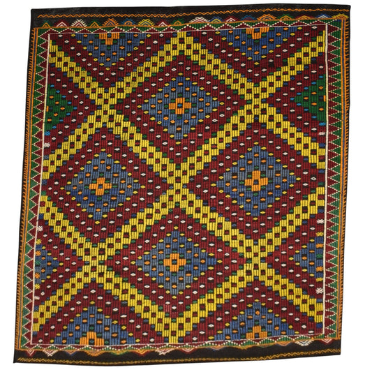 Kilim Antik El Dokuması Bergama Yörük Yün Cecim Kilim 0474 - Yeni - Çok Renkli