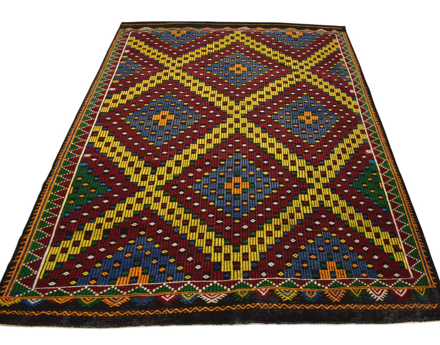 Kilim Antik El Dokuması Bergama Yörük Yün Cecim Kilim 0474 - Yeni - Çok Renkli