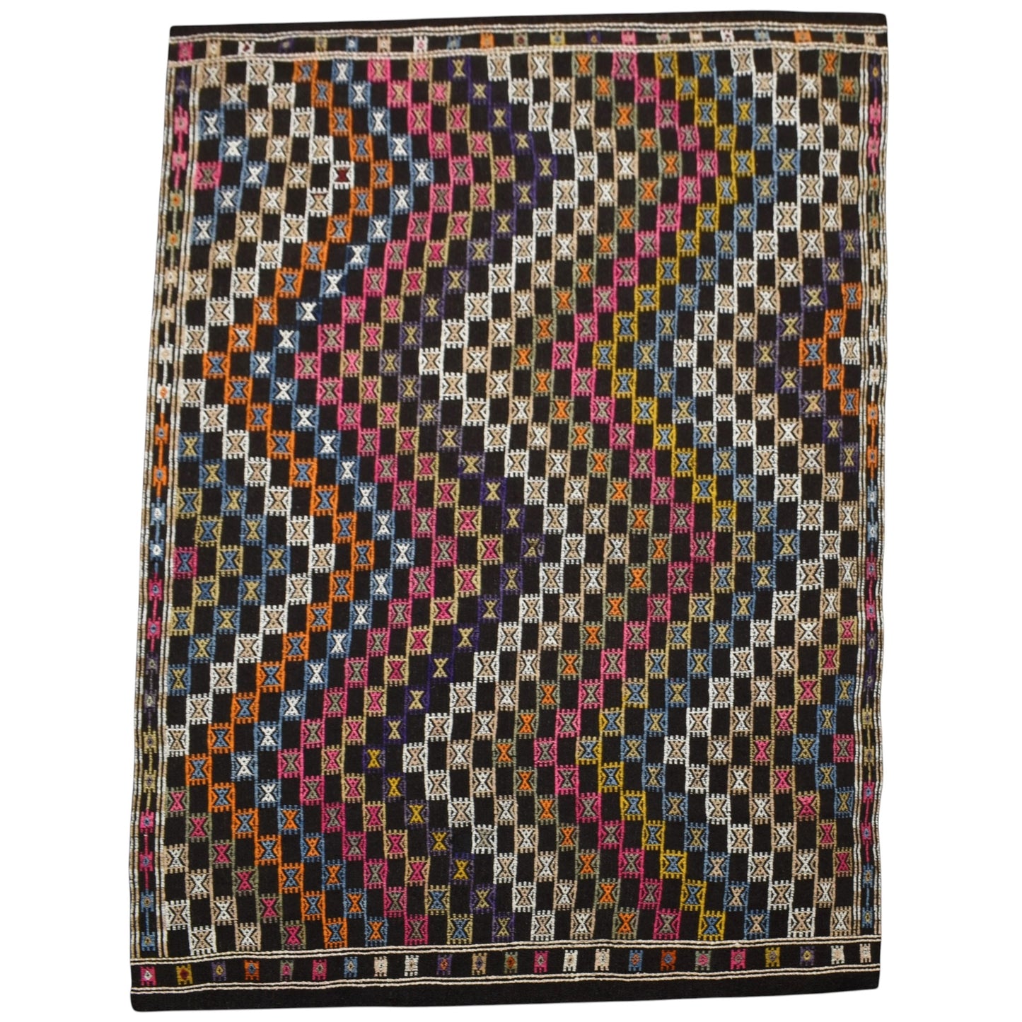 Kilim Antik El Dokuması Antalya Yörük Yün Cecim Kilim 0480 - Yeni - Çok Renkli
