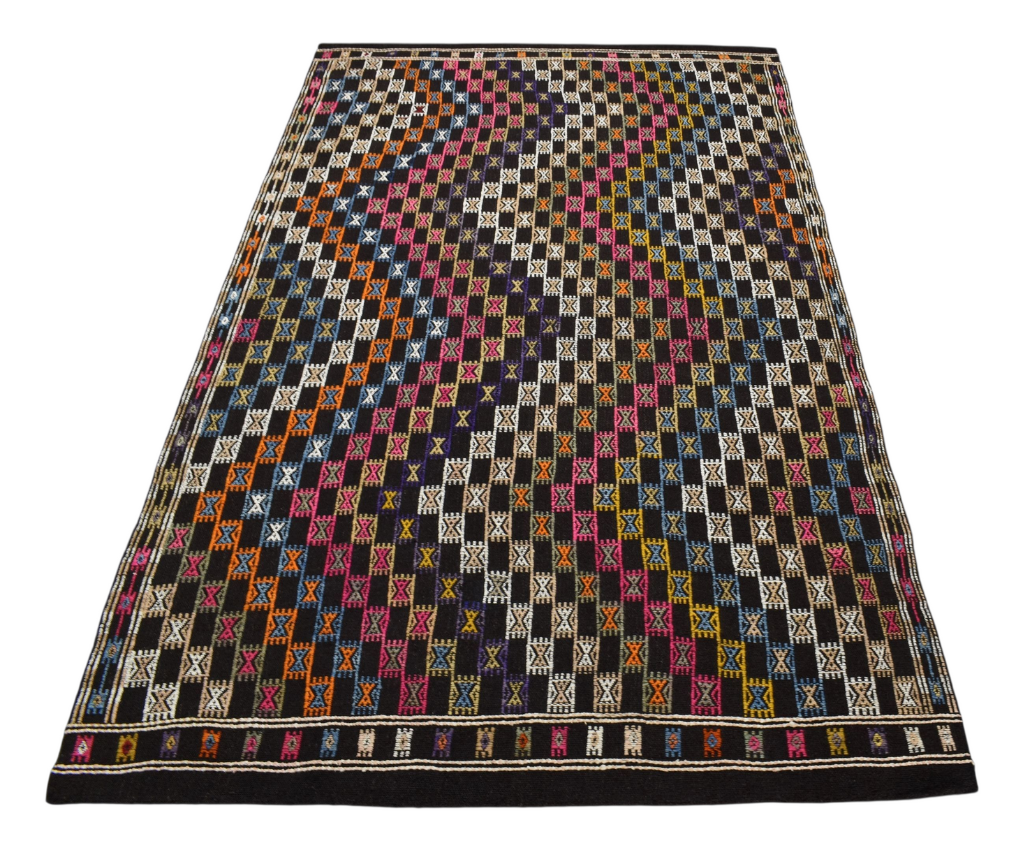 Kilim Antik El Dokuması Antalya Yörük Yün Cecim Kilim 0480 - Yeni - Çok Renkli