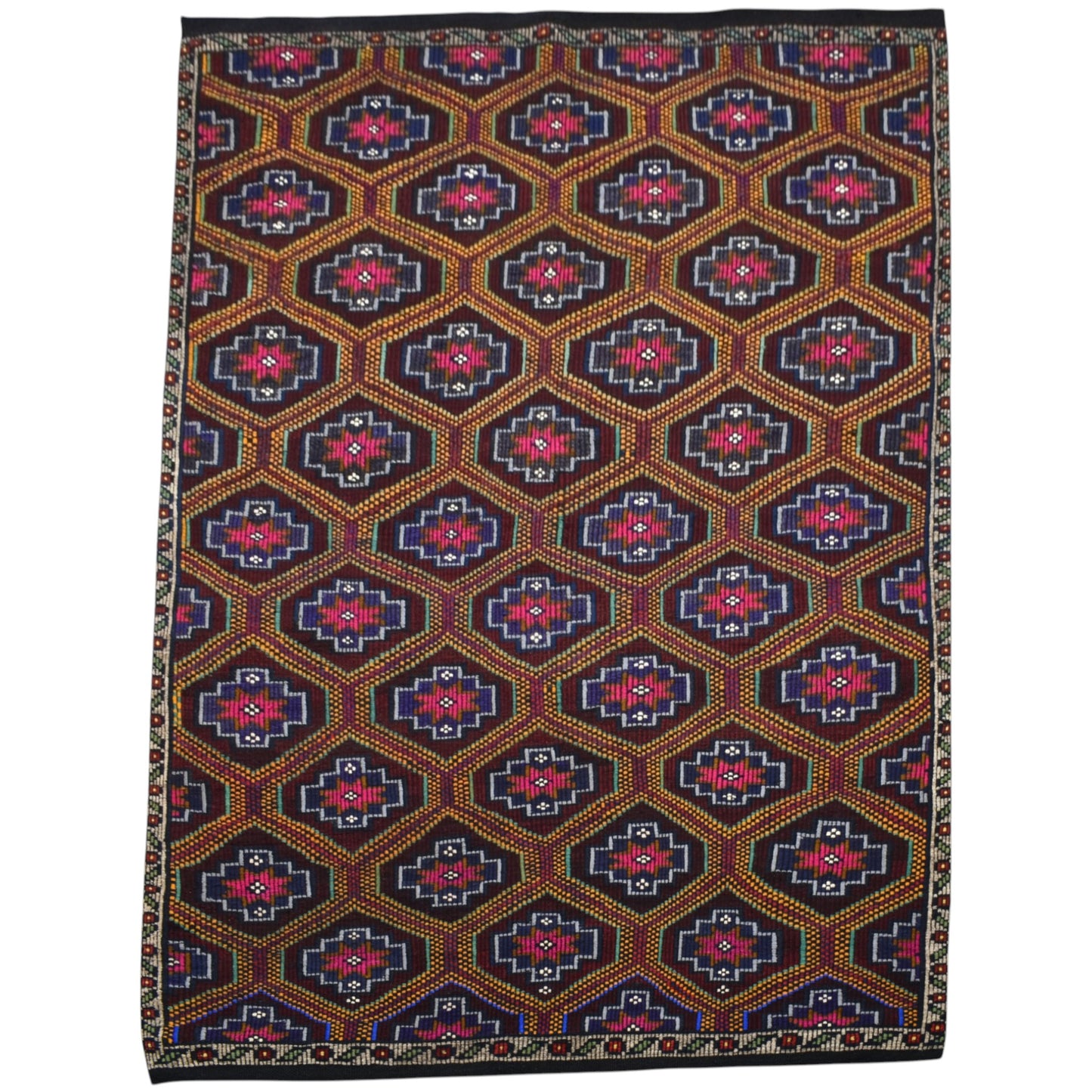 Kilim Antik El Dokuması Karapınar Yörük Yün Cecim Kilim 0485 - Yeni - Çok Renkli