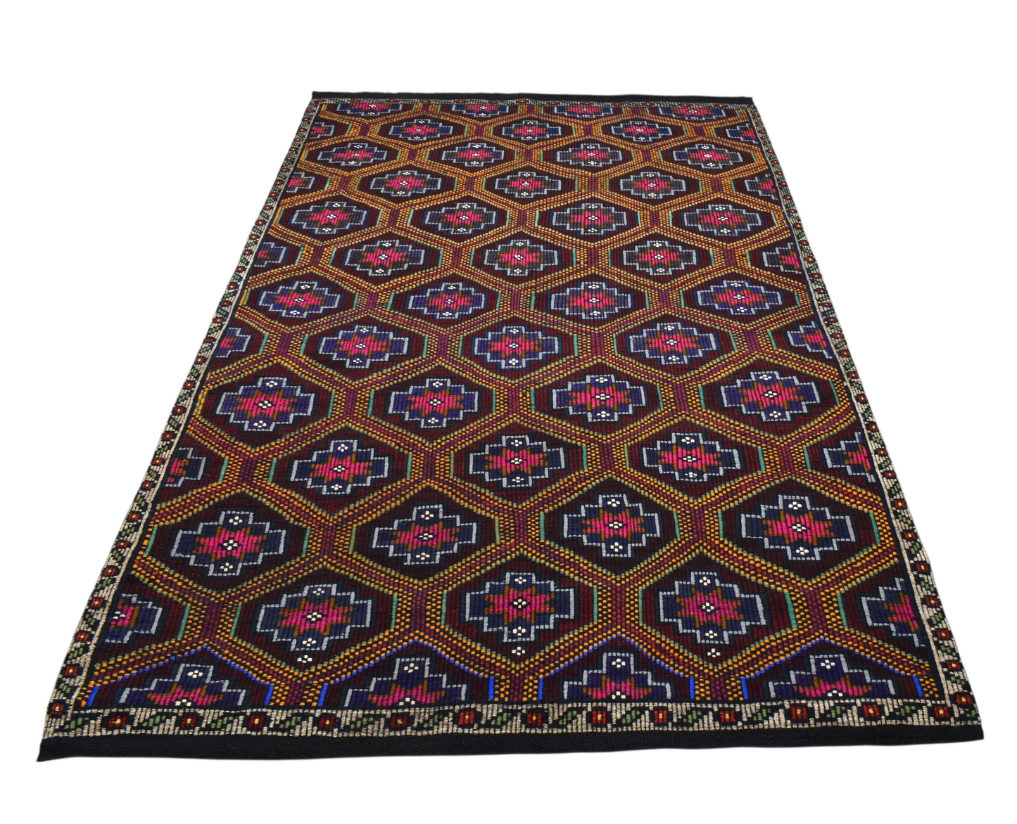 Kilim Antik El Dokuması Karapınar Yörük Yün Cecim Kilim 0485 - Yeni - Çok Renkli