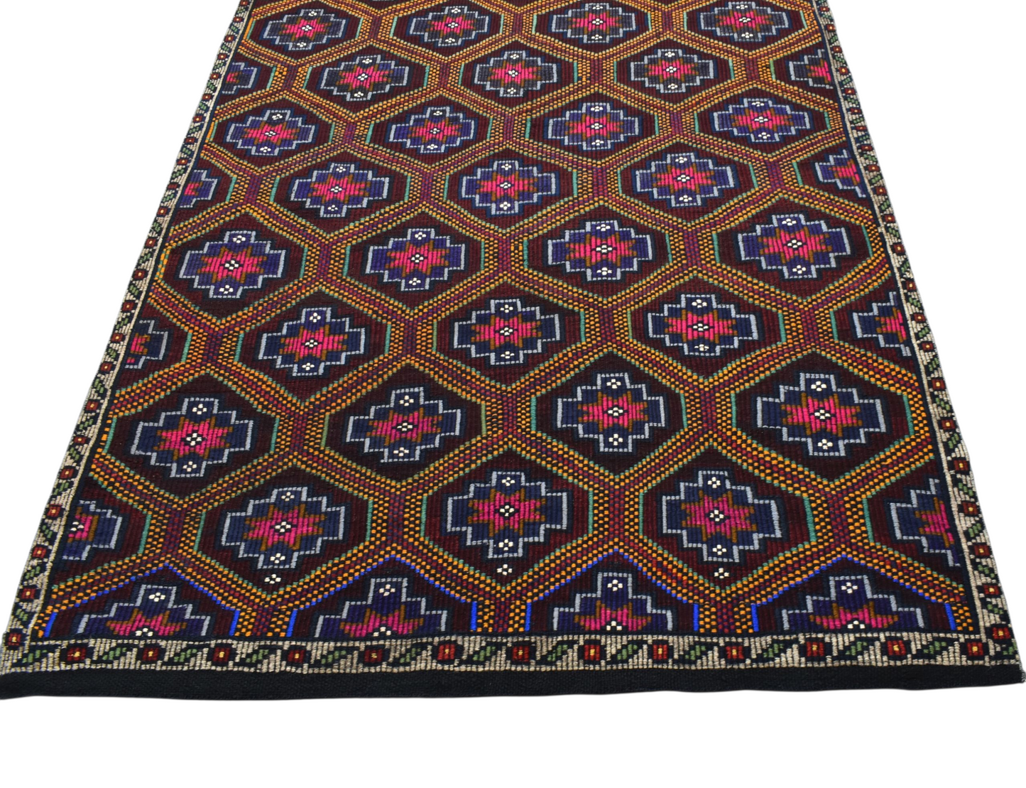 Kilim Antik El Dokuması Karapınar Yörük Yün Cecim Kilim 0485 - Yeni - Çok Renkli