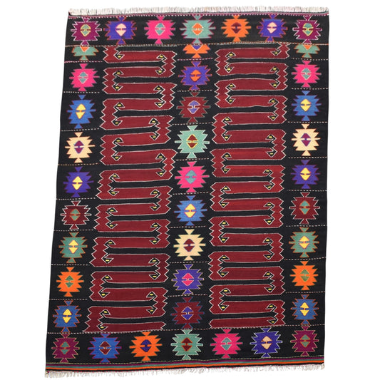Kilim Antik El Dokuma Balıkesir Yörük Yün Kilim 0489 - Yeni - Çok Renkli