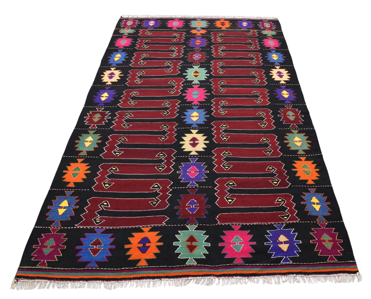 Kilim Antik El Dokuma Balıkesir Yörük Yün Kilim 0489 - Yeni - Çok Renkli