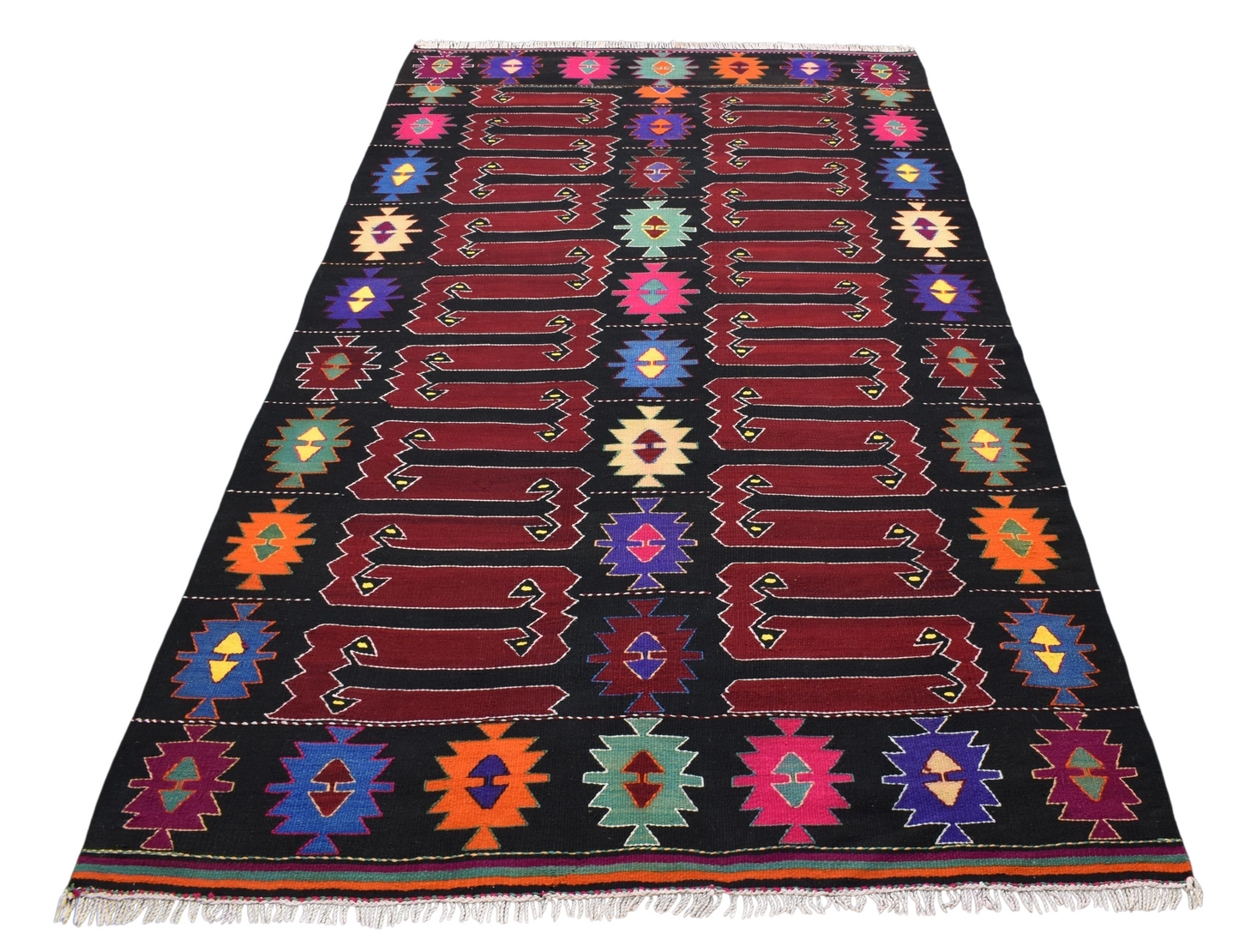 Kilim Antik El Dokuma Balıkesir Yörük Yün Kilim 0489 - Yeni - Çok Renkli