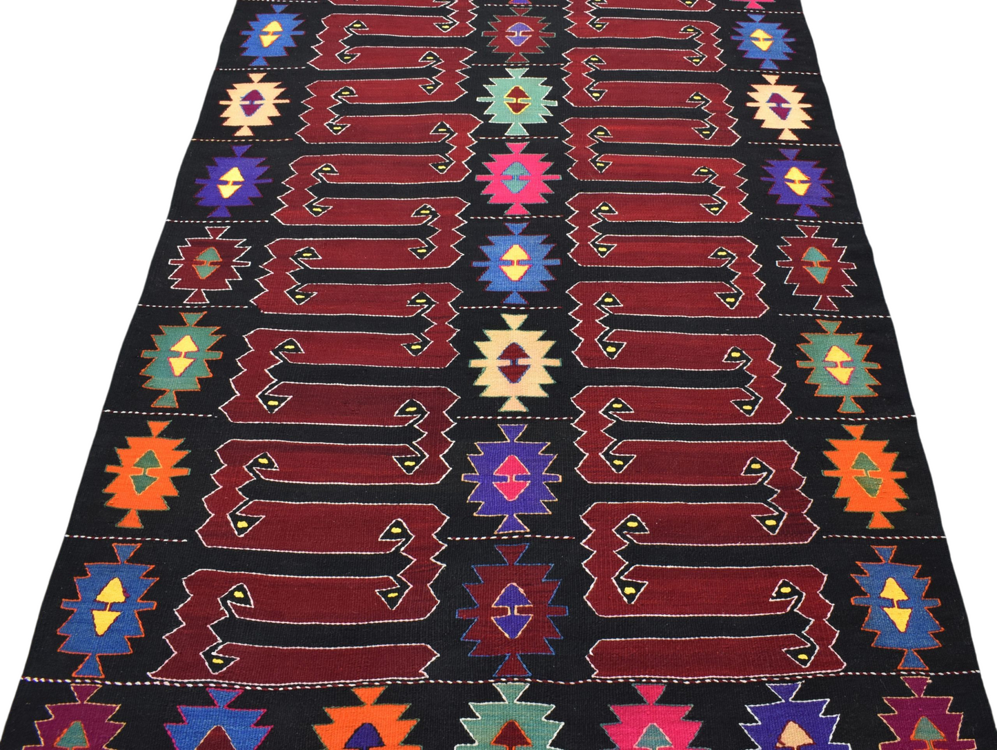 Kilim Antik El Dokuma Balıkesir Yörük Yün Kilim 0489 - Yeni - Çok Renkli