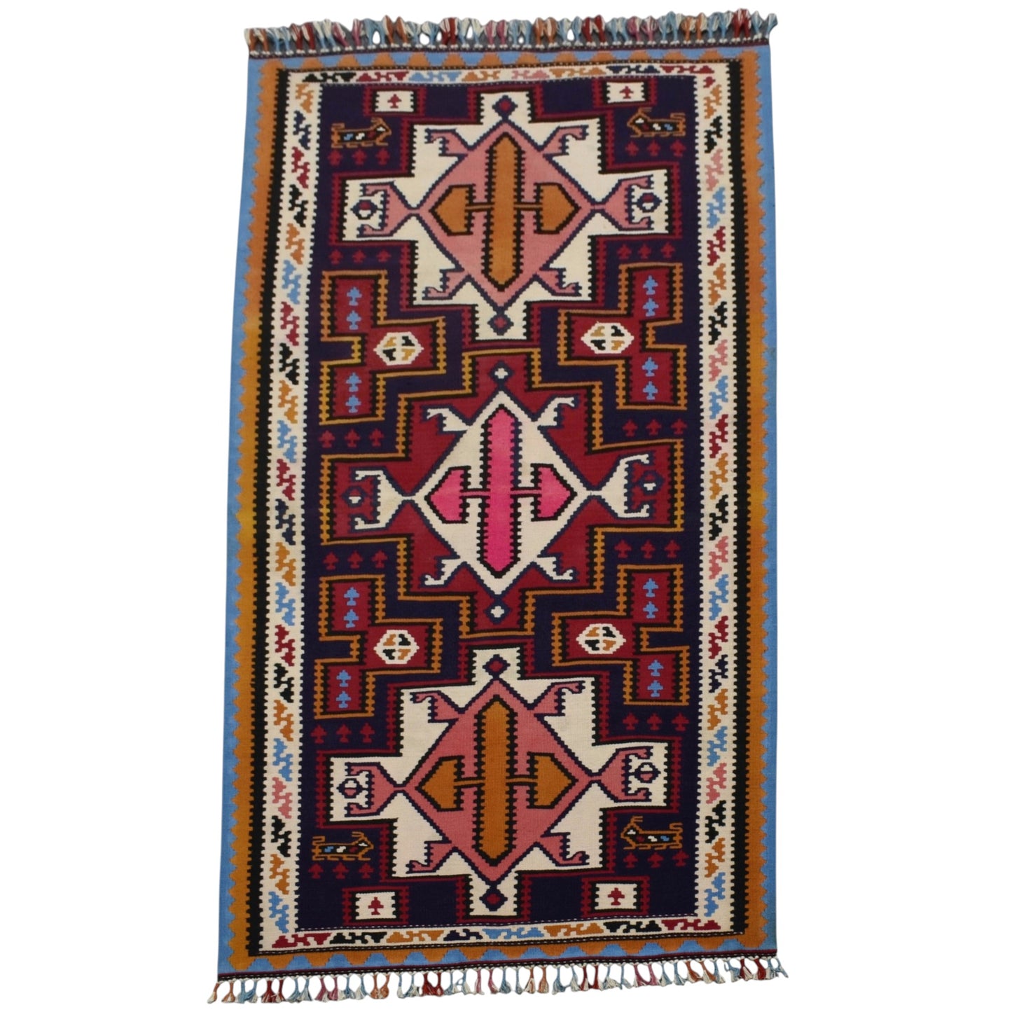 Kilim Antik El Dokuma İran Şiraz Yün Kilim 0492 - Yeni - Çok Renkli