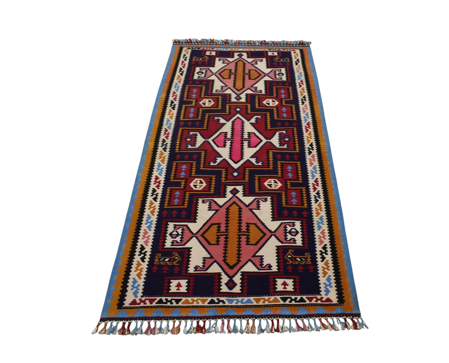 Kilim Antik El Dokuma İran Şiraz Yün Kilim 0492 - Yeni - Çok Renkli
