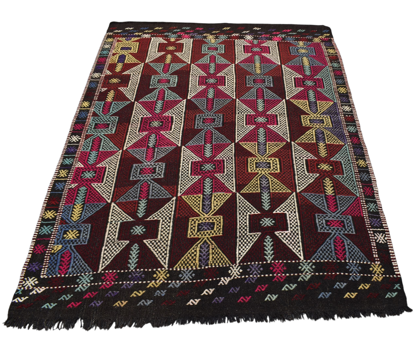 Kilim Antik El Dokuma Balıkesir Yörük Yün Cecim Kilim 0504 - Yeni - Çok Renkli