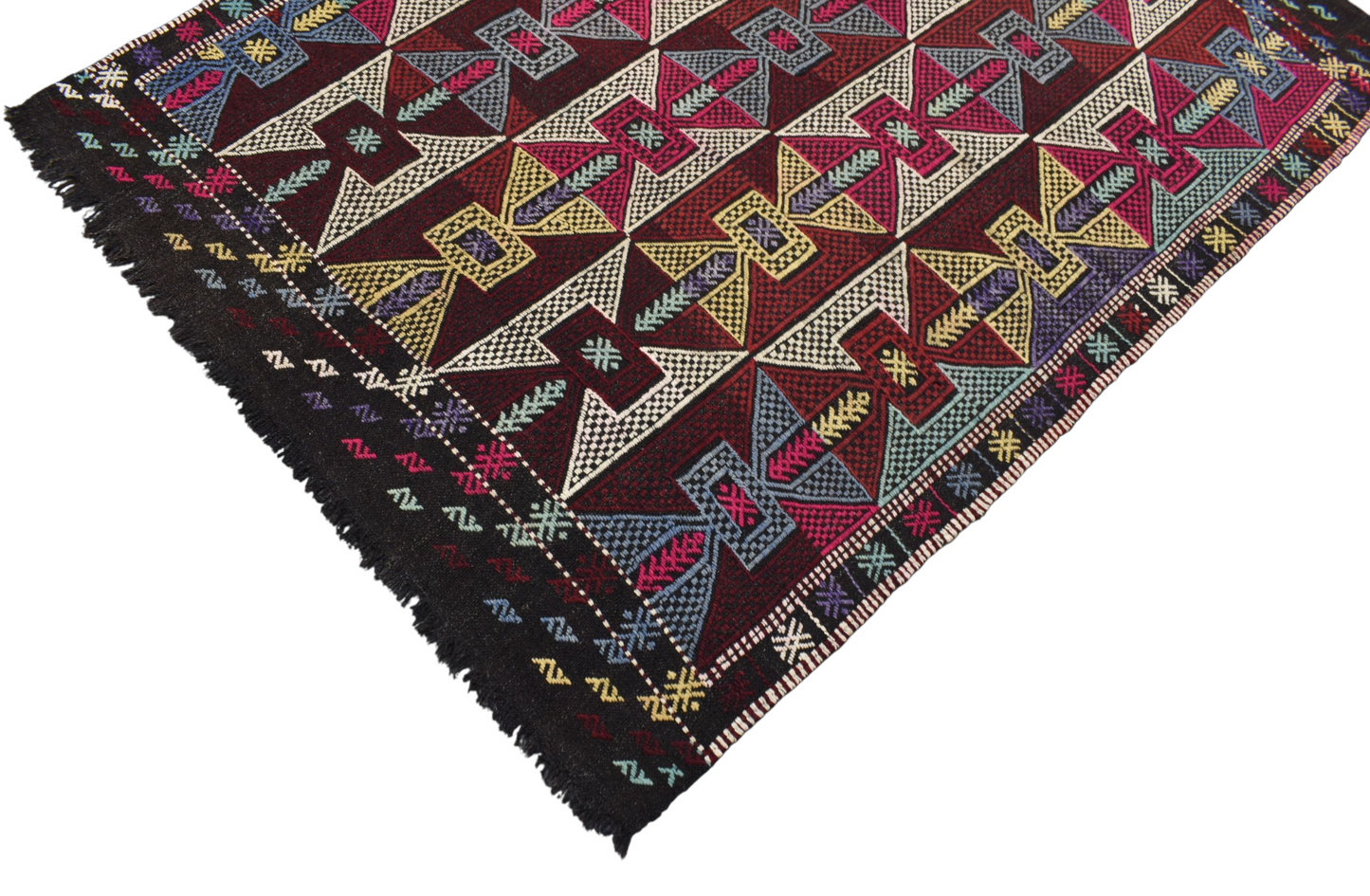 Kilim Antik El Dokuma Balıkesir Yörük Yün Cecim Kilim 0504 - Yeni - Çok Renkli