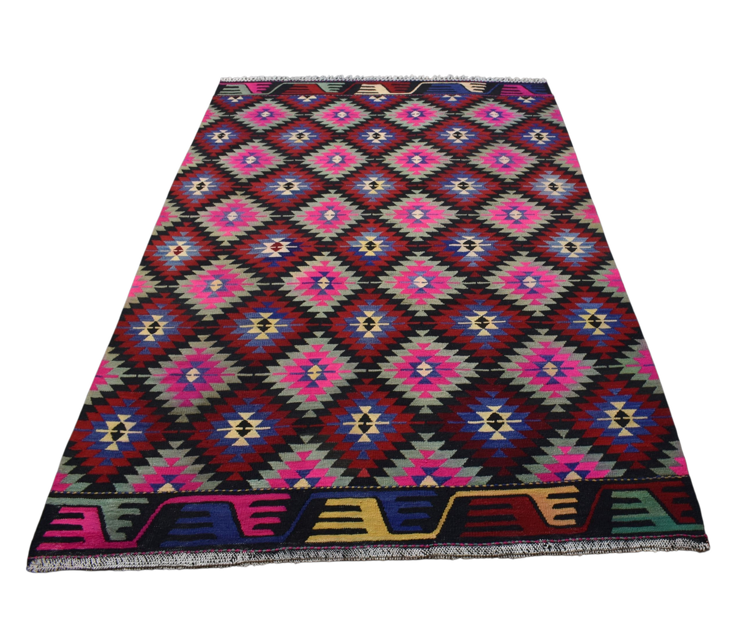 Kilim Antik El Dokuma Balıkesir Yörük Yün Kilim 0507 - Yeni - Çok Renkli