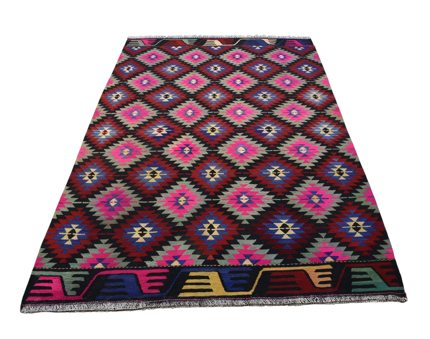 Kilim Antik El Dokuma Balıkesir Yörük Yün Kilim 0507 - Yeni - Çok Renkli