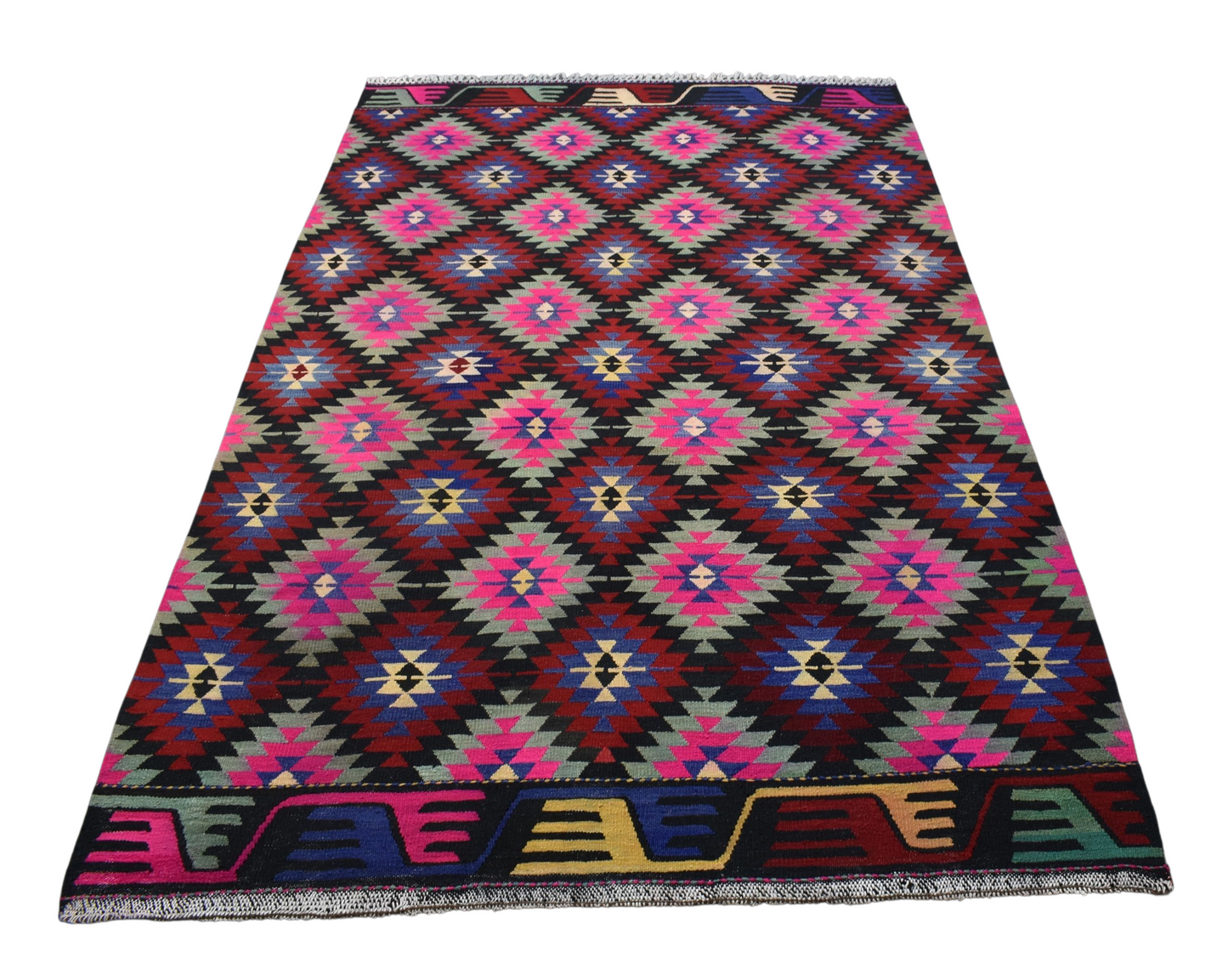 Kilim Antik El Dokuma Balıkesir Yörük Yün Kilim 0507 - Yeni - Çok Renkli