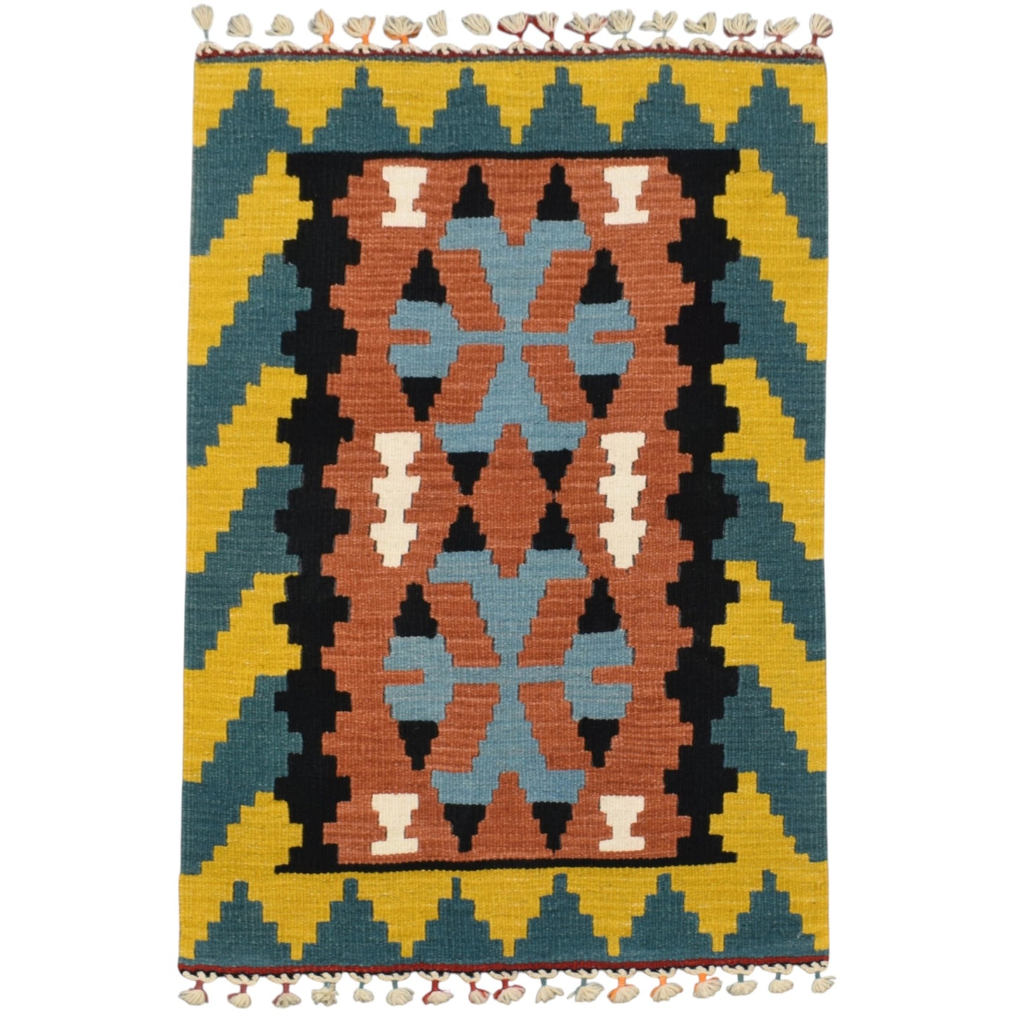 Kilim Antik El Dokuma Pınarbaşı Kayseri Yün Kilim 0518 - Yeni - Çok Renkli