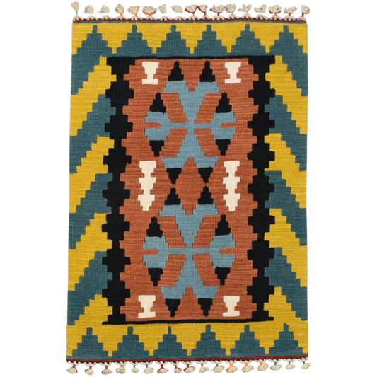 Kilim Antik El Dokuma Pınarbaşı Kayseri Yün Kilim 0518 - Yeni - Çok Renkli
