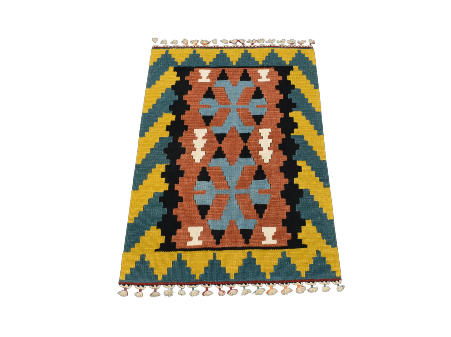 Kilim Antik El Dokuma Pınarbaşı Kayseri Yün Kilim 0518 - Yeni - Çok Renkli