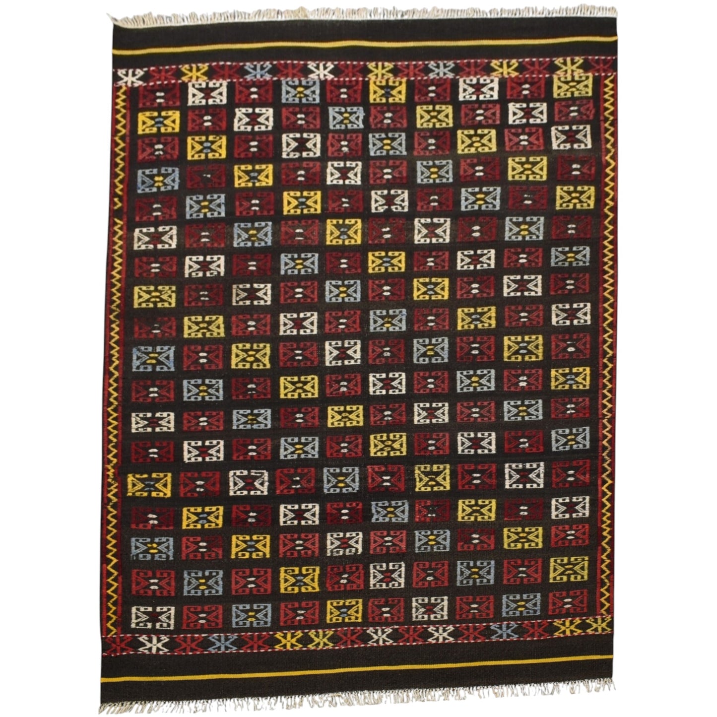Kilim Antik El Dokuma Bergama Yörük Yün Kilim 0520 - Yeni - Çok Renkli