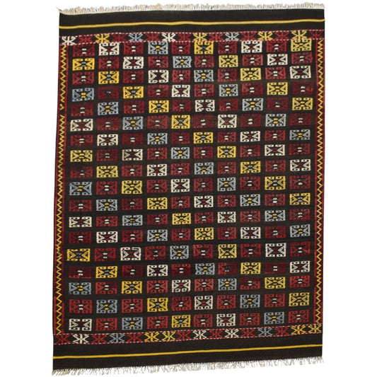 Kilim Antik El Dokuma Bergama Yörük Yün Kilim 0520 - Yeni - Çok Renkli