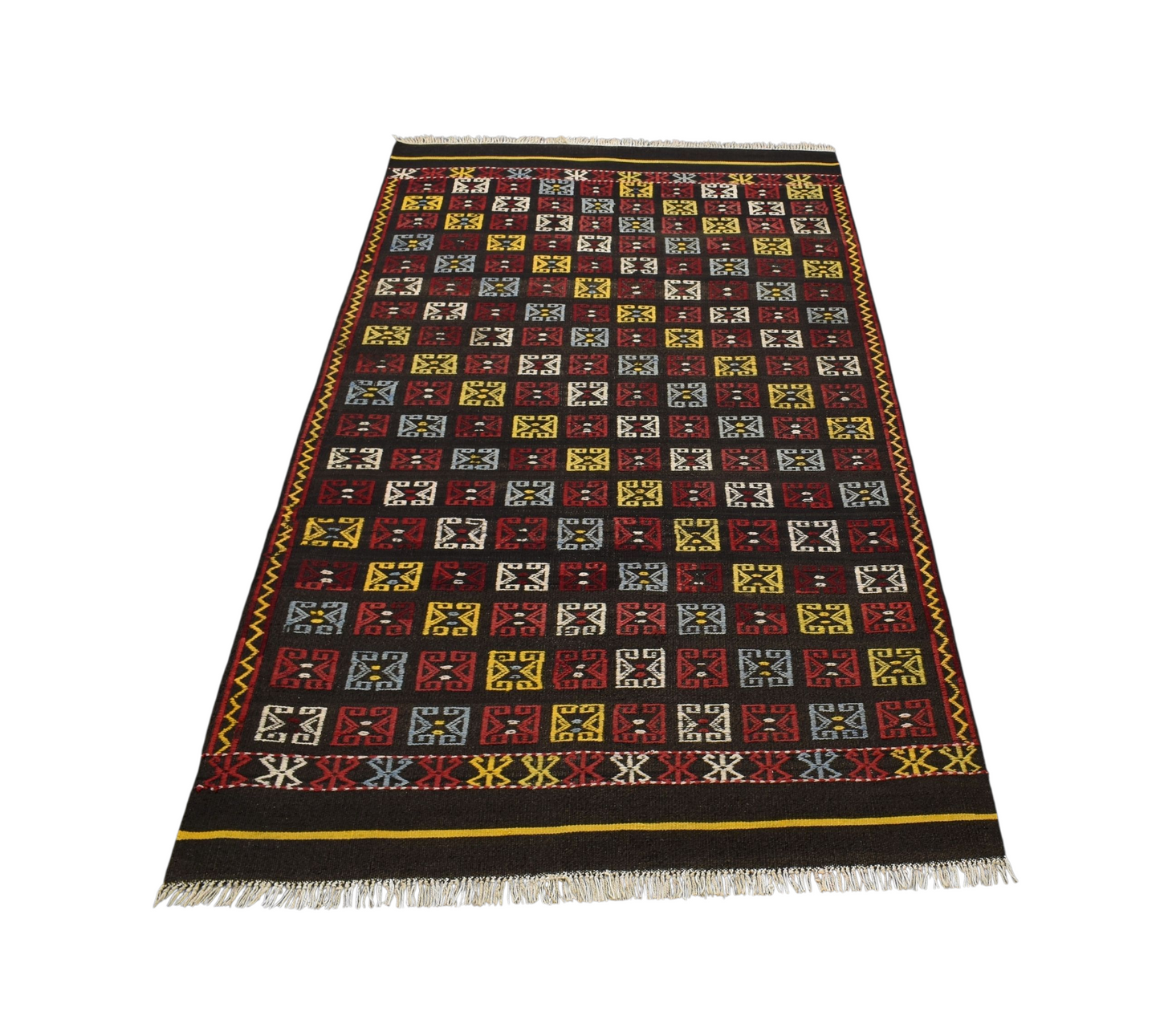 Kilim Antik El Dokuma Bergama Yörük Yün Kilim 0520 - Yeni - Çok Renkli
