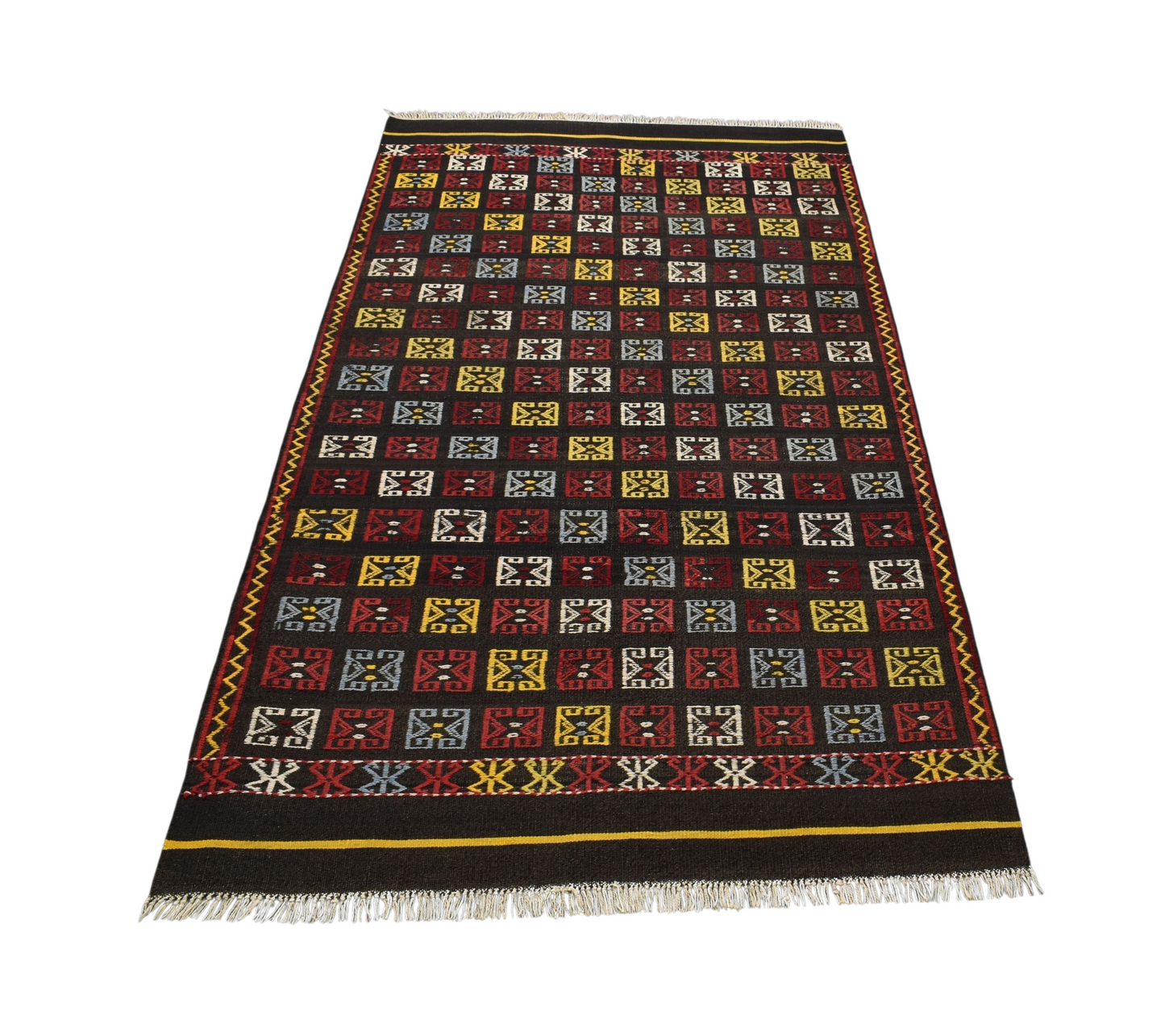 Kilim Antik El Dokuma Bergama Yörük Yün Kilim 0520 - Yeni - Çok Renkli