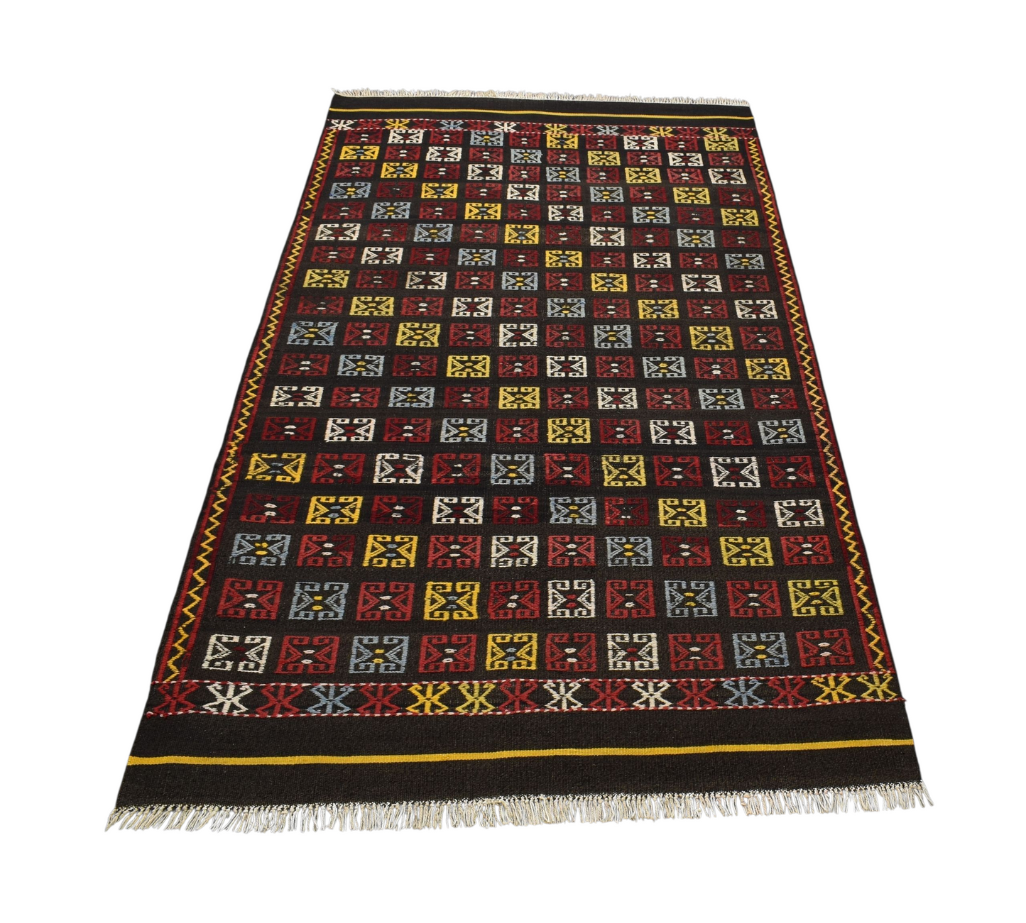Kilim Antik El Dokuma Bergama Yörük Yün Kilim 0520 - Yeni - Çok Renkli