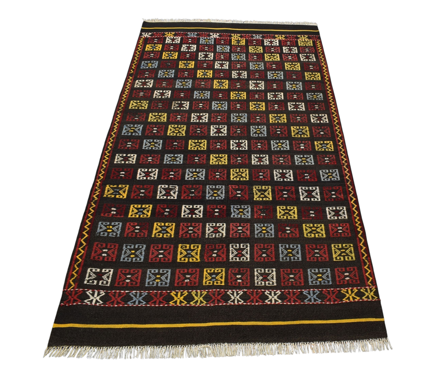 Kilim Antik El Dokuma Bergama Yörük Yün Kilim 0520 - Yeni - Çok Renkli