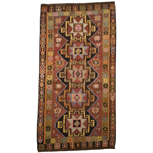 Kilim Antik El Dokuma Kars Kağızman Yün Kilim 0528 - Yeni - Çok Renkli