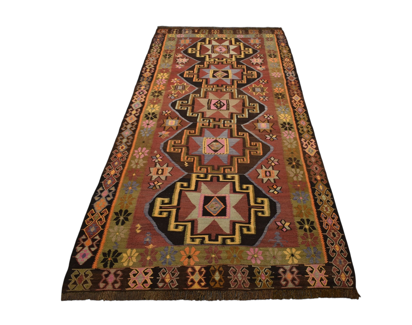 Kilim Antik El Dokuma Kars Kağızman Yün Kilim 0528 - Yeni - Çok Renkli