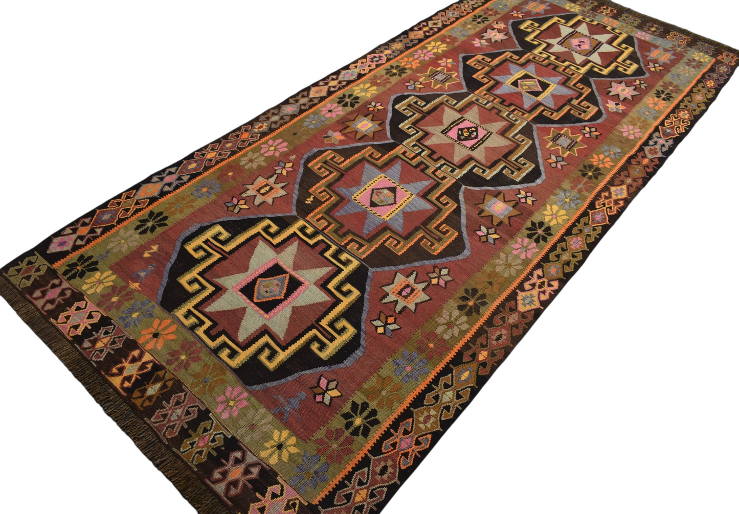 Kilim Antik El Dokuma Kars Kağızman Yün Kilim 0528 - Yeni - Çok Renkli