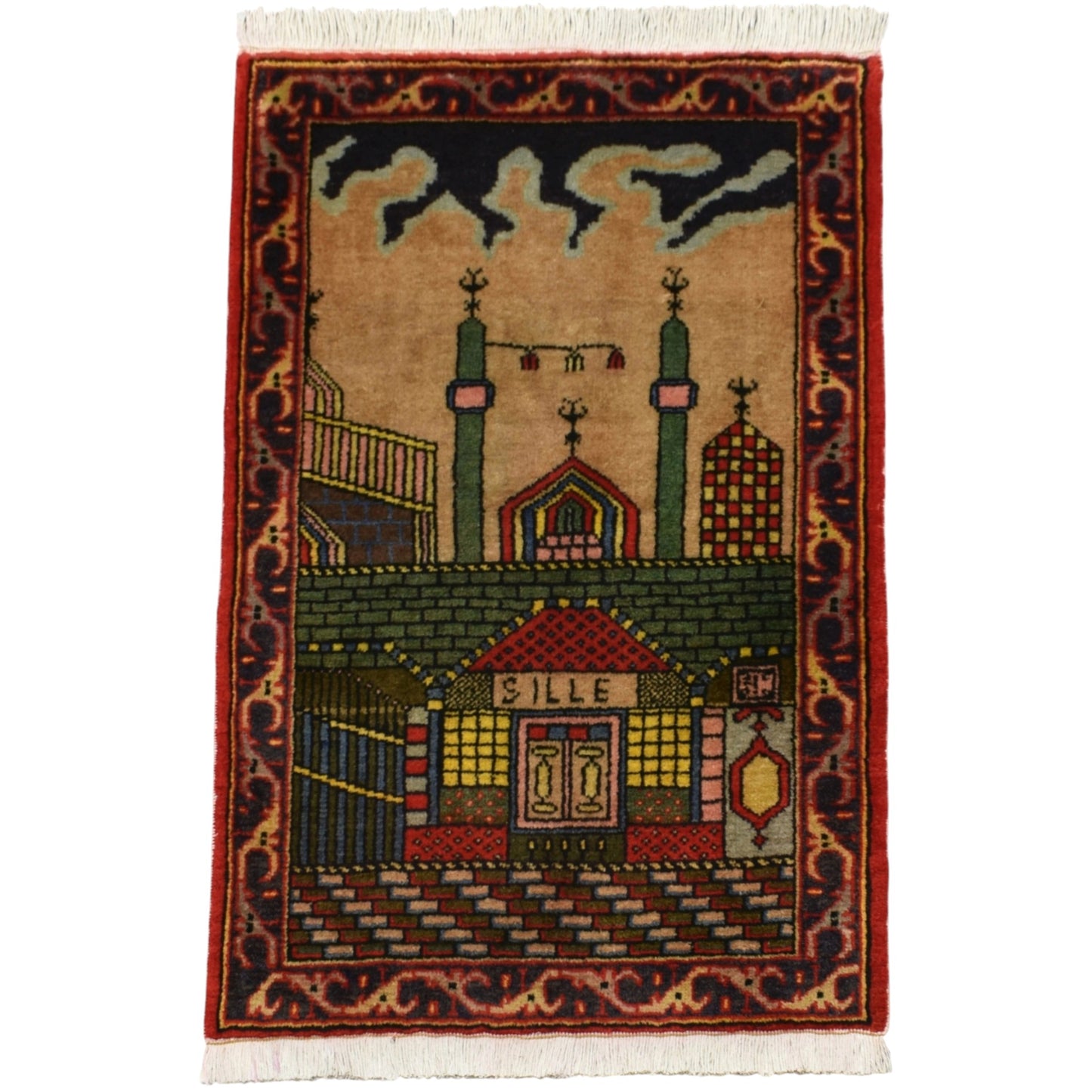 Kilim Antik El Dokuması Seccade Konya Sille Yün Halı 0532 - Yeni - Çok Renkli