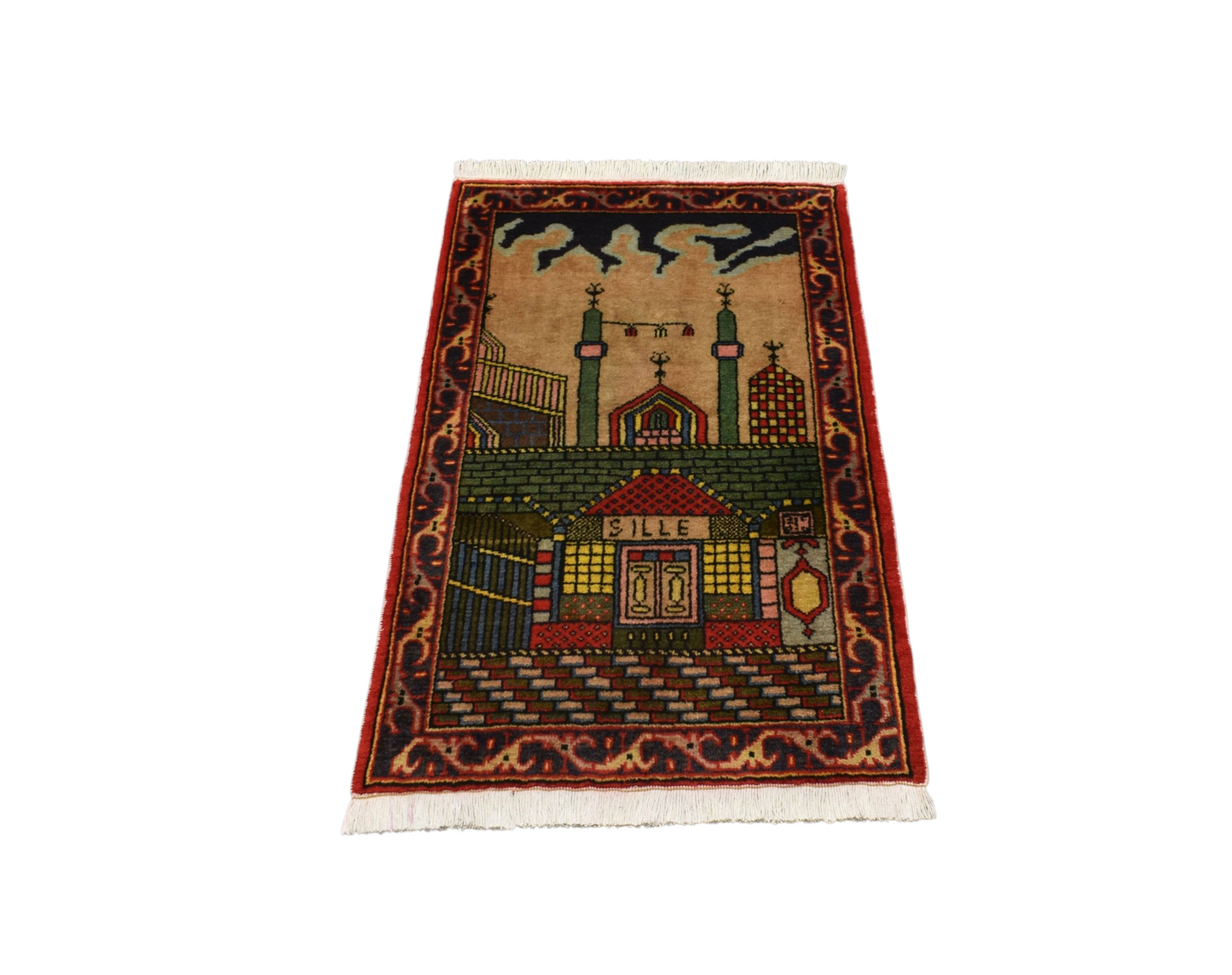 Kilim Antik El Dokuması Seccade Konya Sille Yün Halı 0532 - Yeni - Çok Renkli
