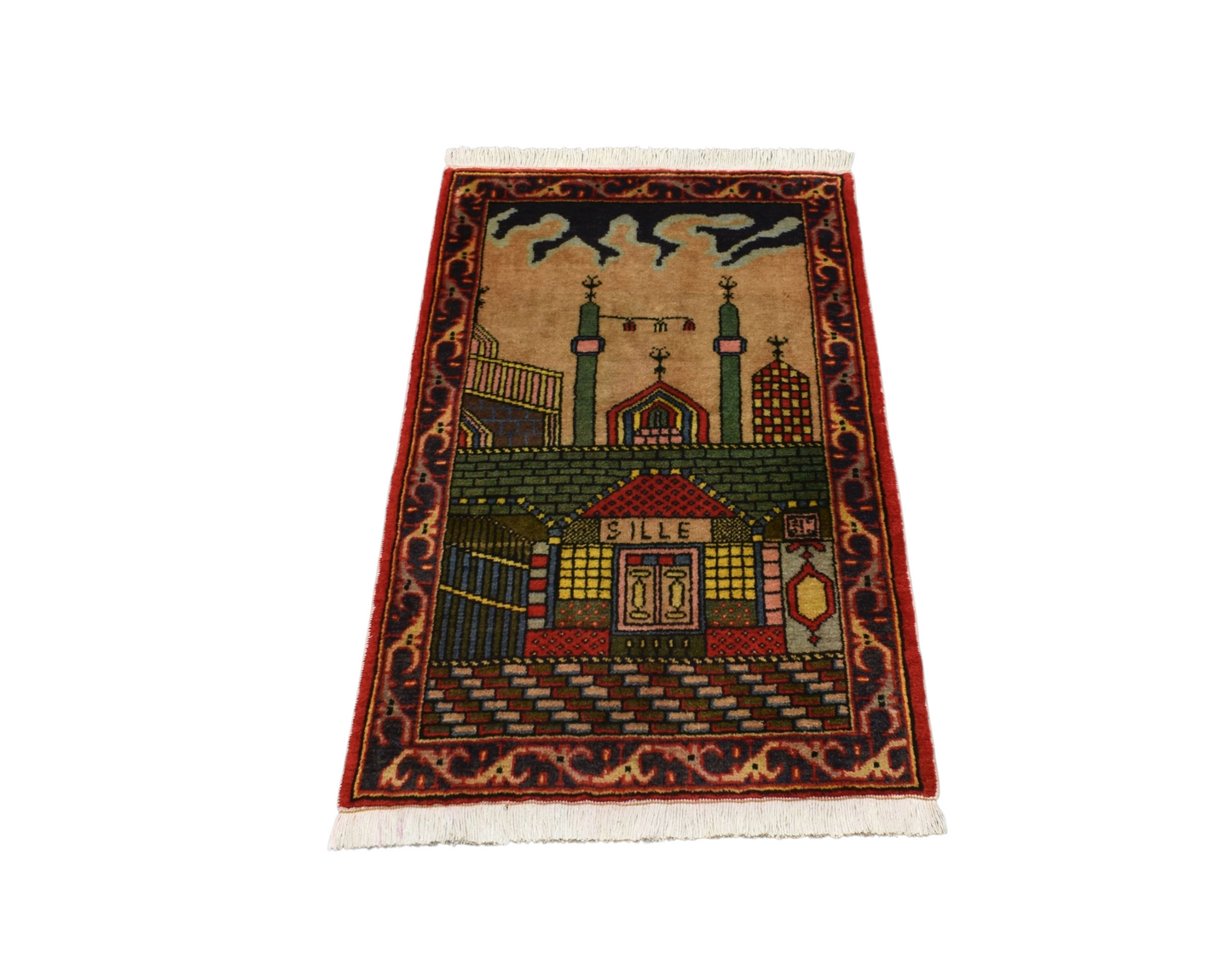 Kilim Antik El Dokuması Seccade Konya Sille Yün Halı 0532 - Yeni - Çok Renkli