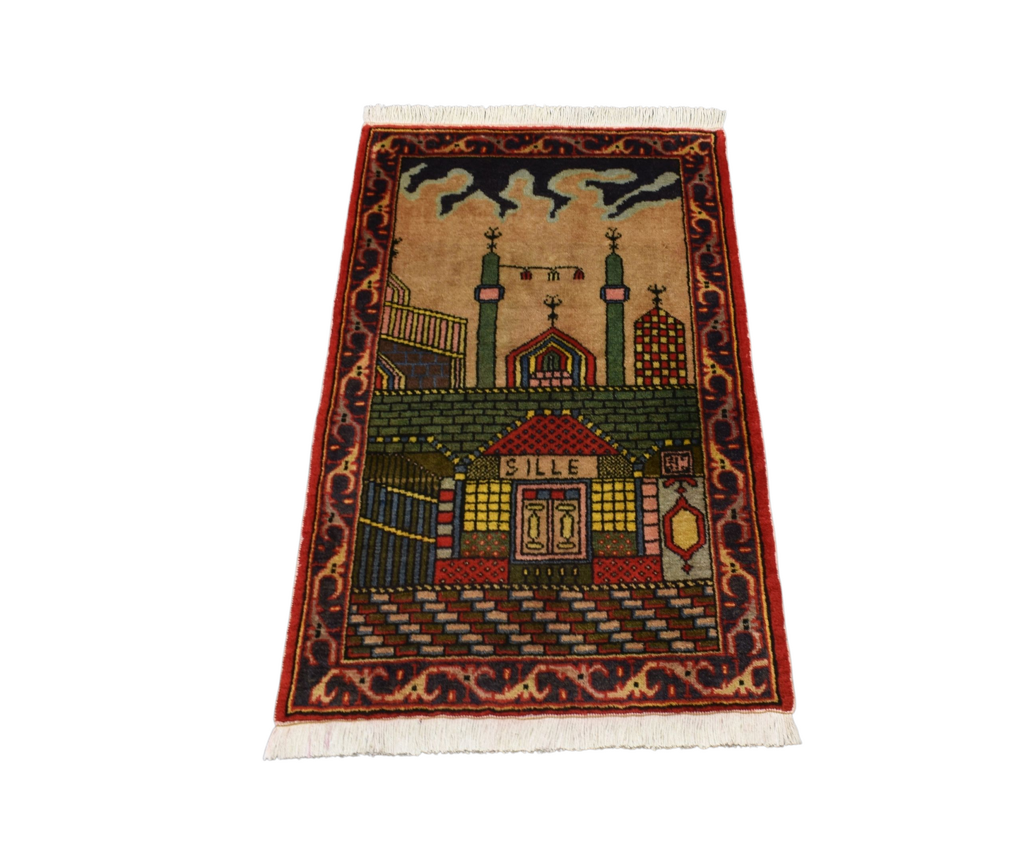 Kilim Antik El Dokuması Seccade Konya Sille Yün Halı 0532 - Yeni - Çok Renkli