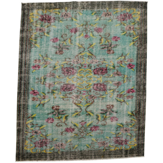 Kilim Antik El Dokuma Çiçekli Eskitme Yün Salon Halısı 0541 - Vintage - Çok Renkli