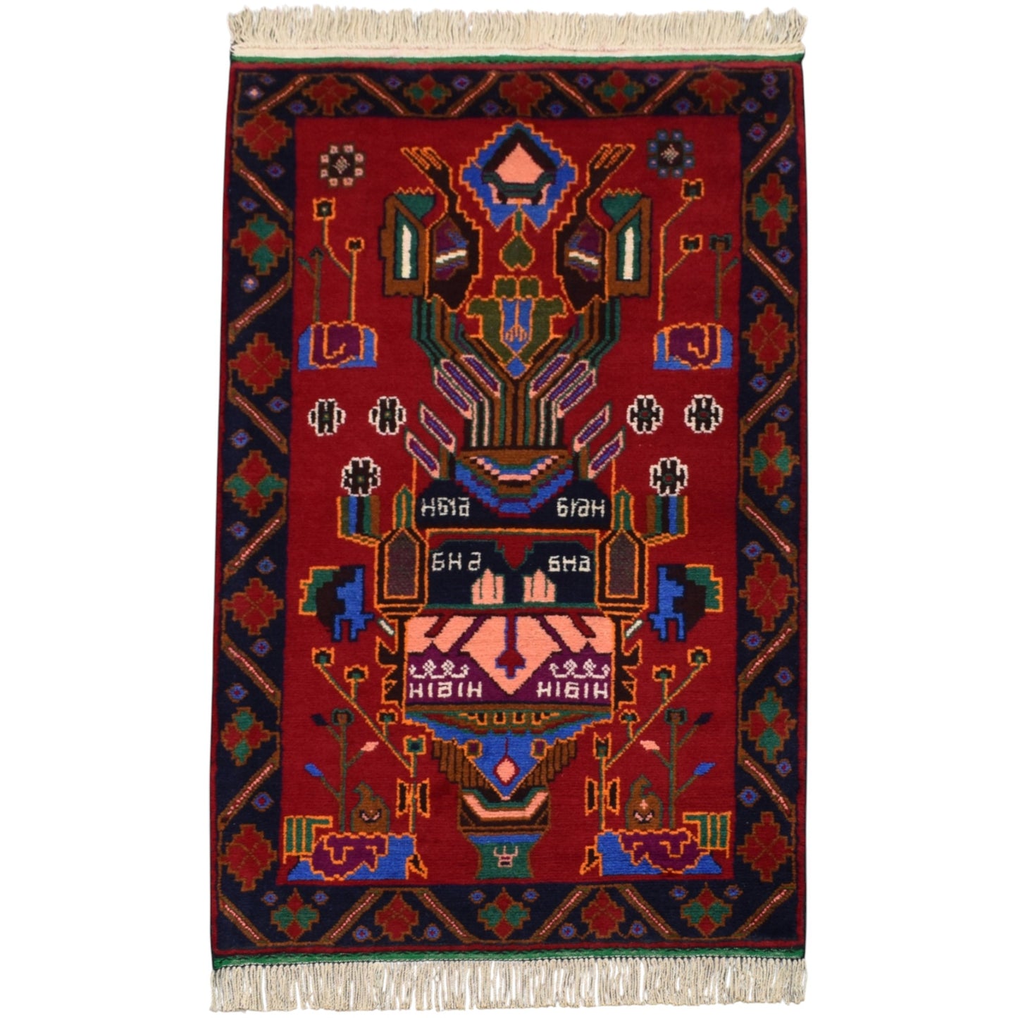 Kilim Antik El Dokuma Seccade Mihraplı İran Acem Yün Halı 0545 - Yeni - Çok Renkli