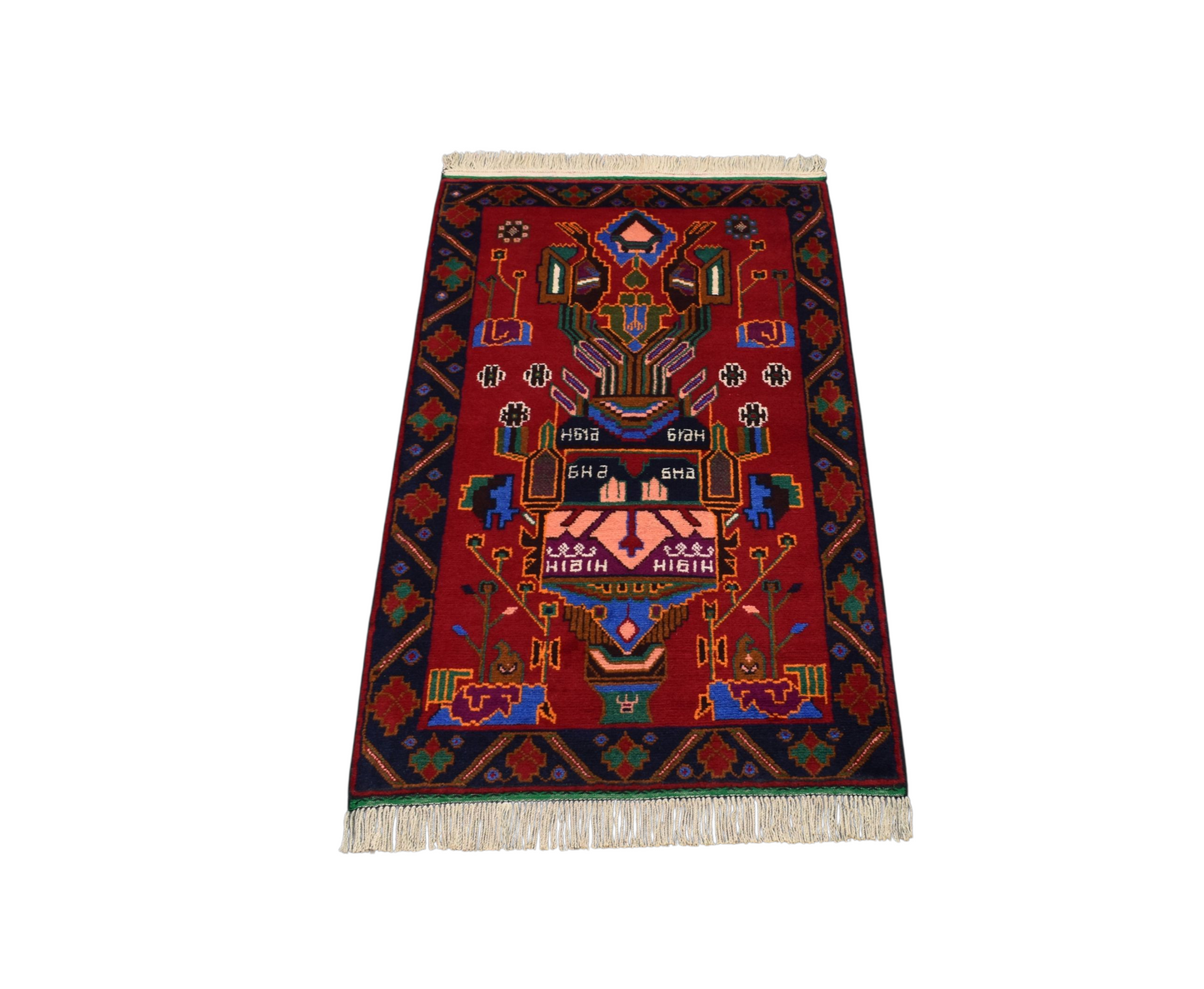 Kilim Antik El Dokuma Seccade Mihraplı İran Acem Yün Halı 0545 - Yeni - Çok Renkli